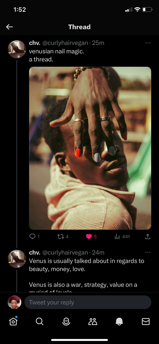Twitter thread in dark mode about Venusian magic