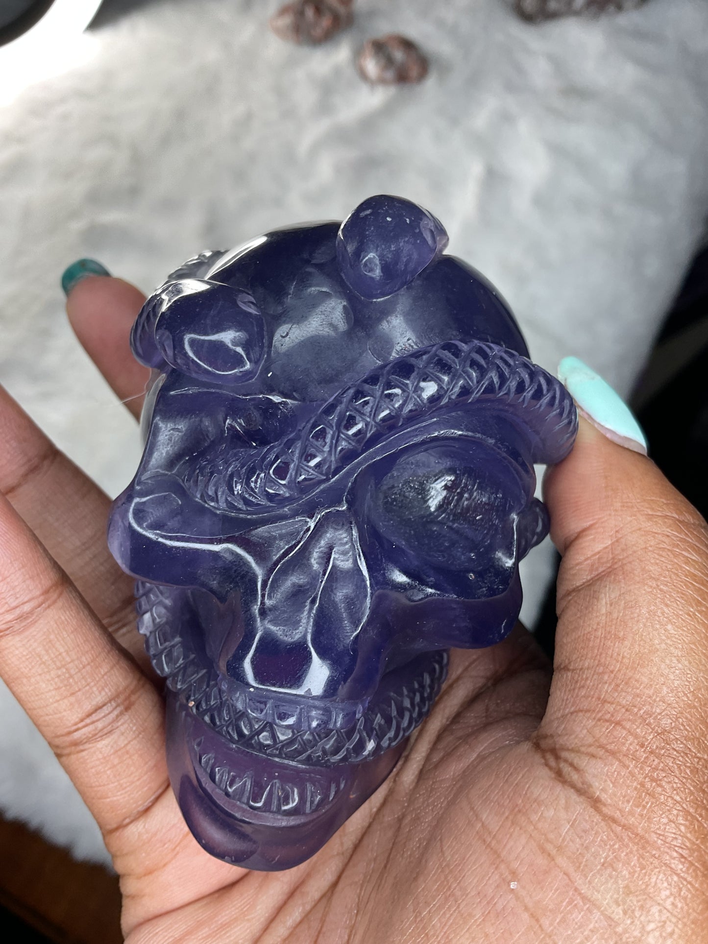 Fluorite Snake Skull