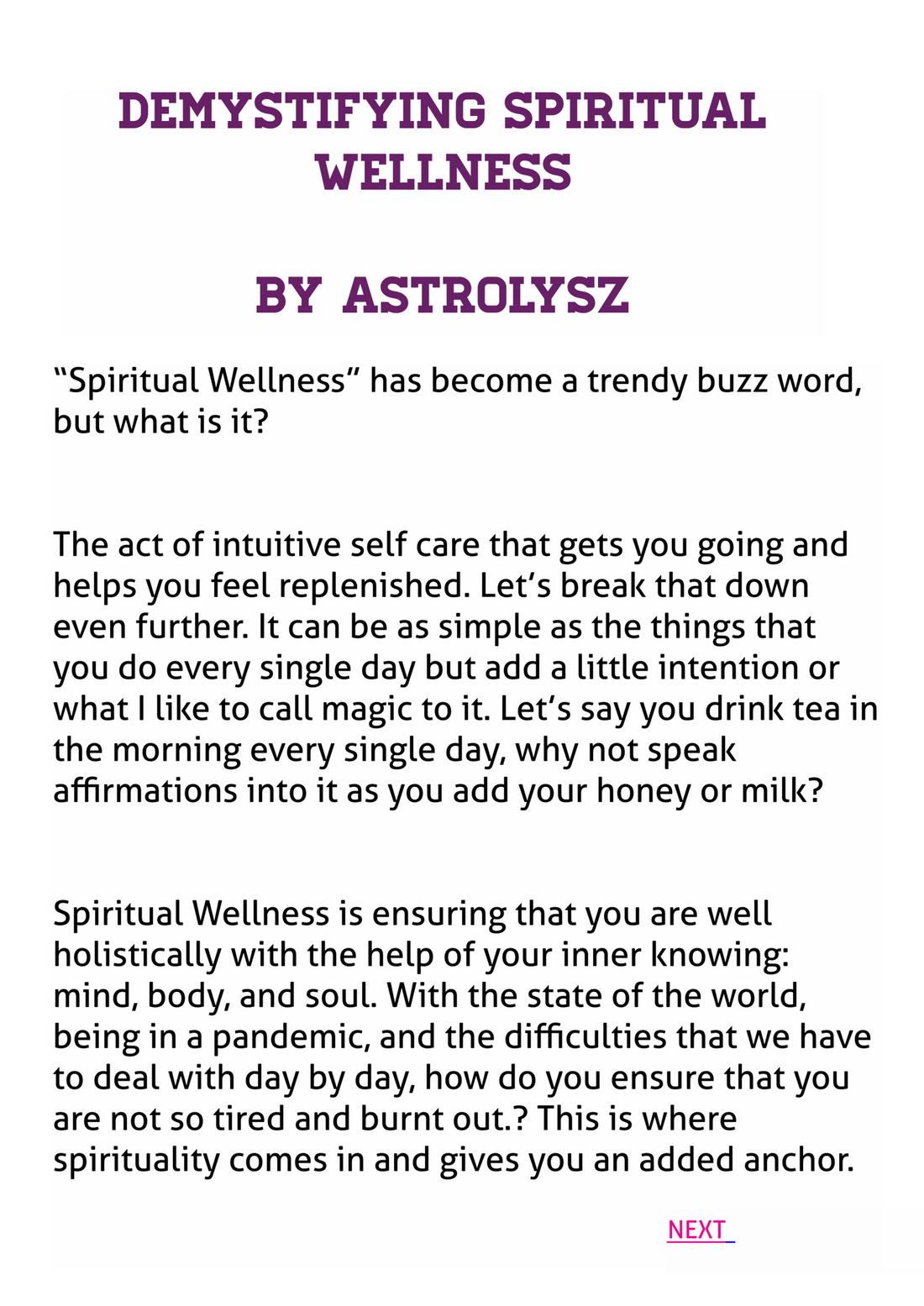 NEW ARTICLE: Demistifying spirituality