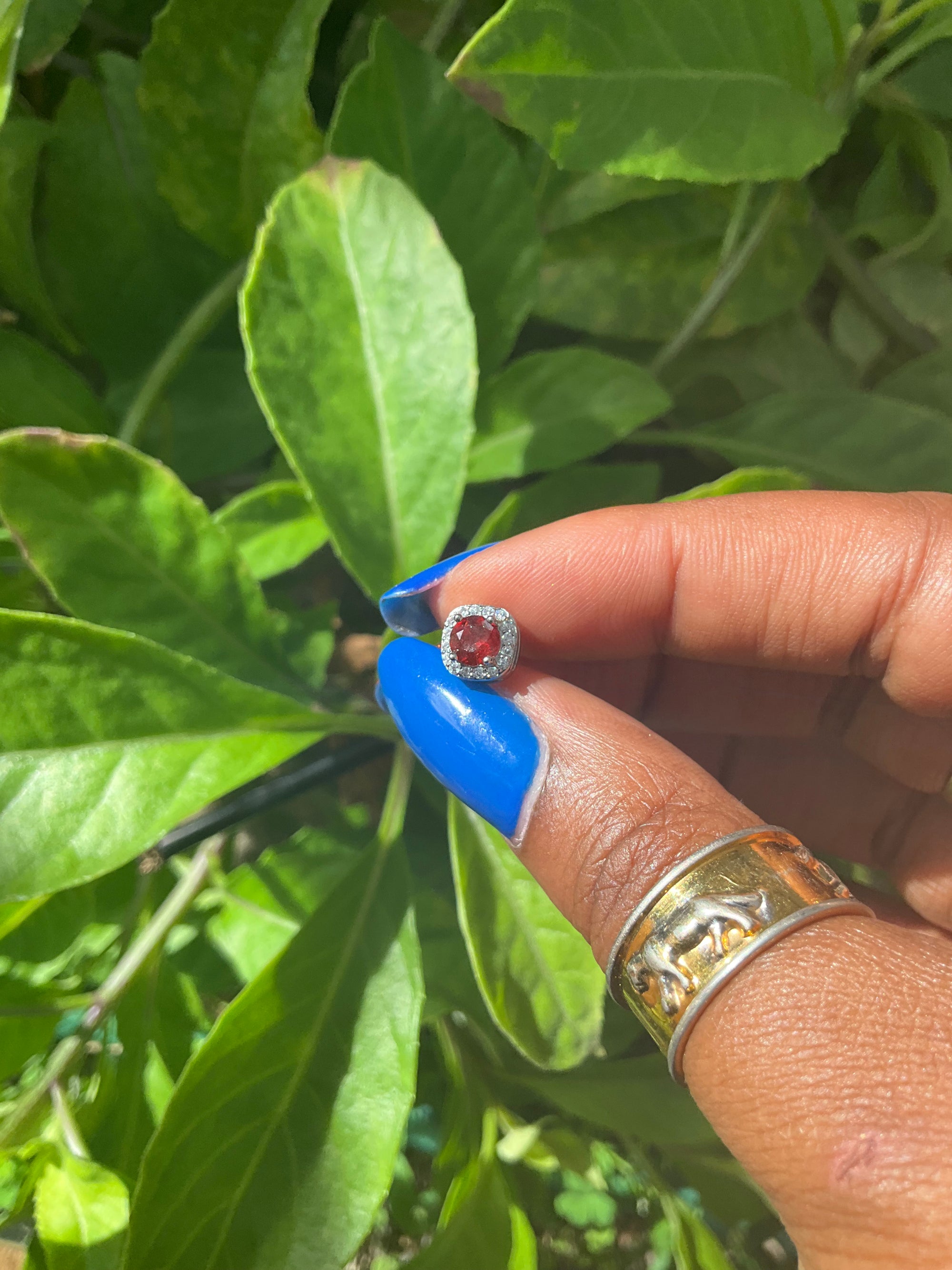 Garnet Stud Earring