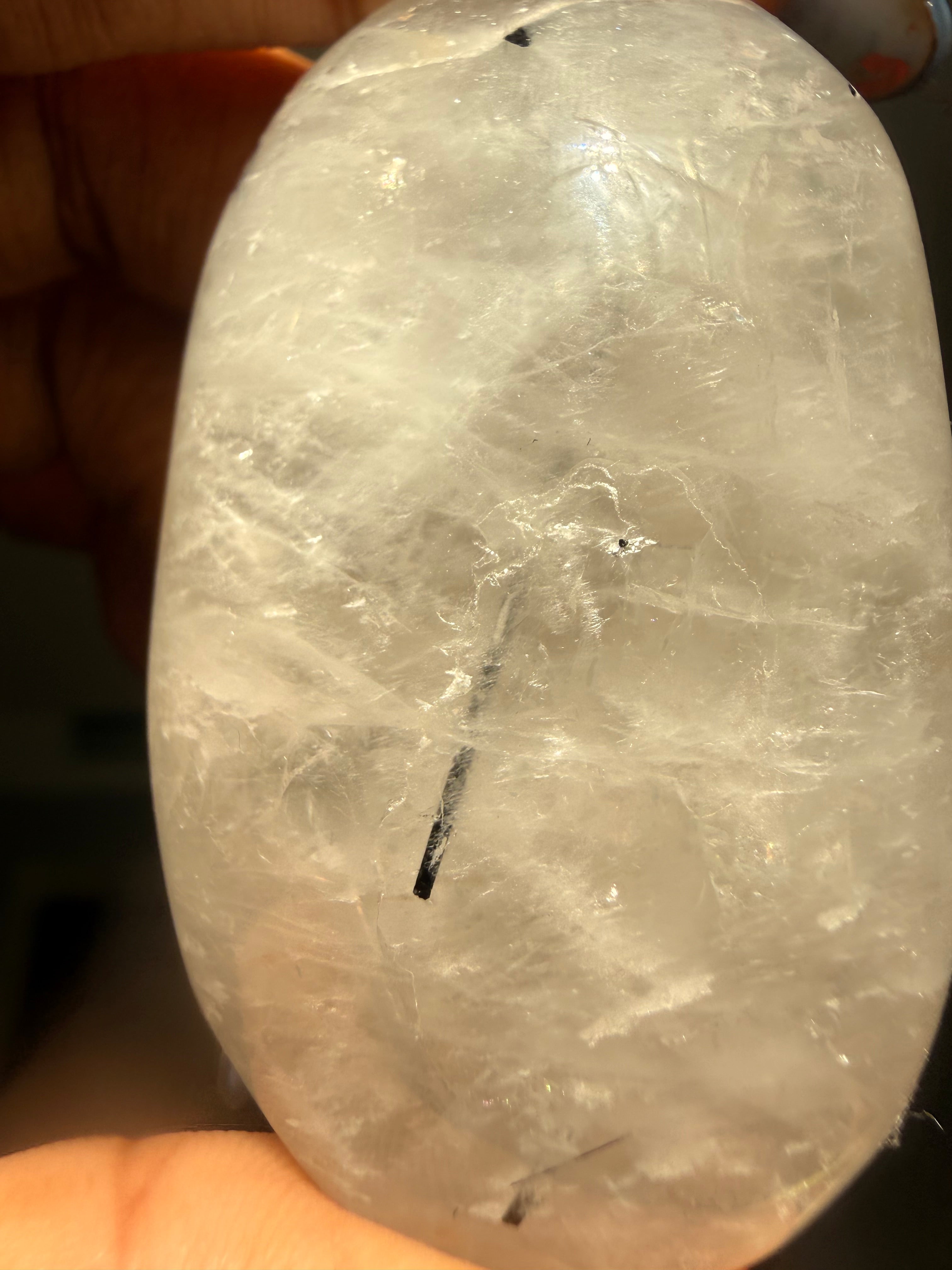 Tourmalinated Quartz Palm Stone