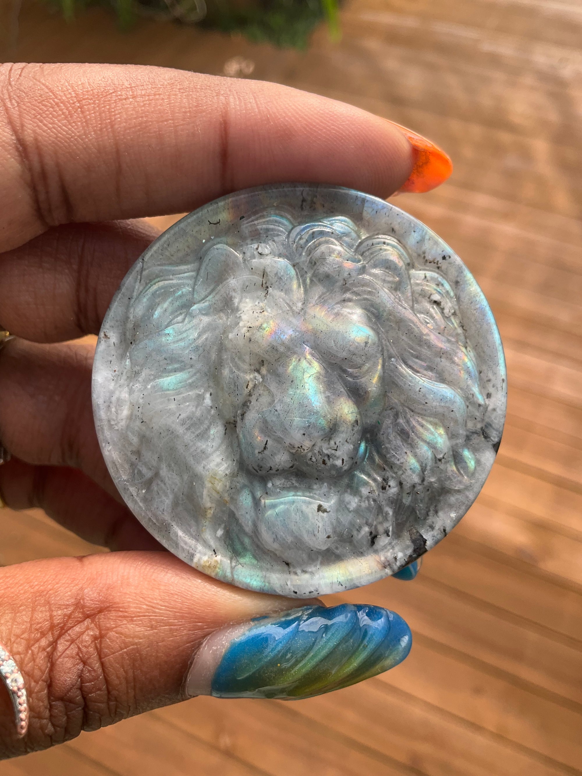 Labradorite Lion Medallion