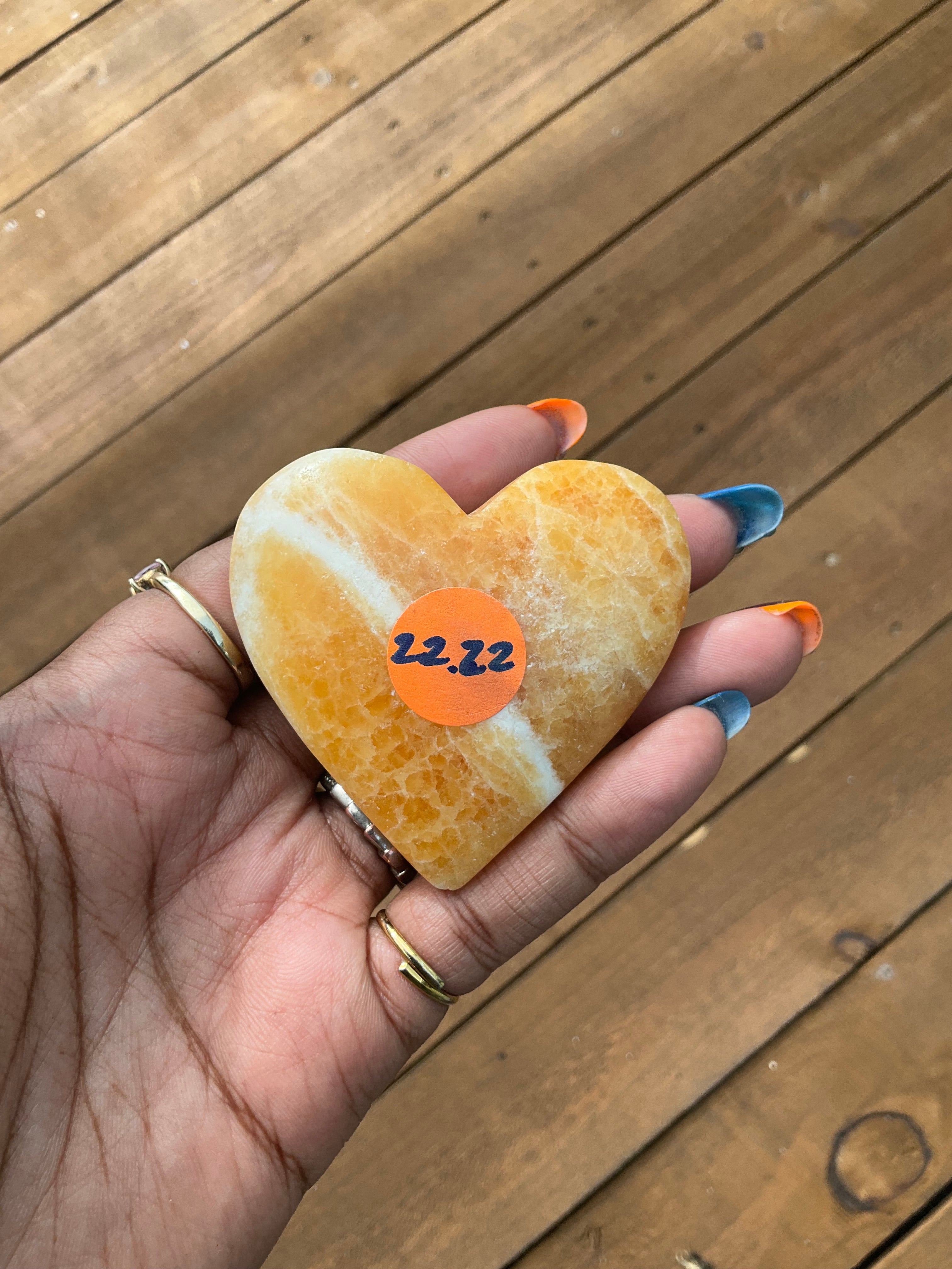 Orange Calcite Heart