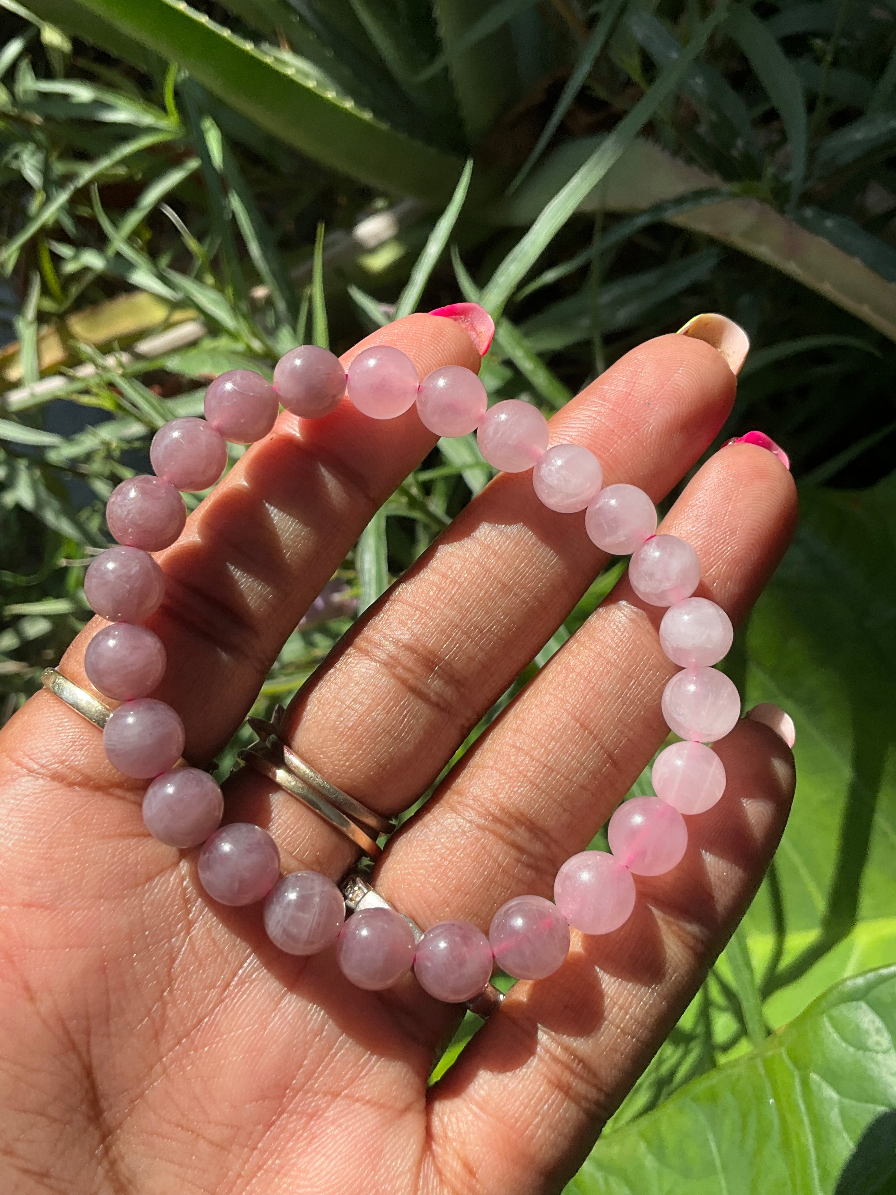 Purple Rose & Rose Quartz Bracelet