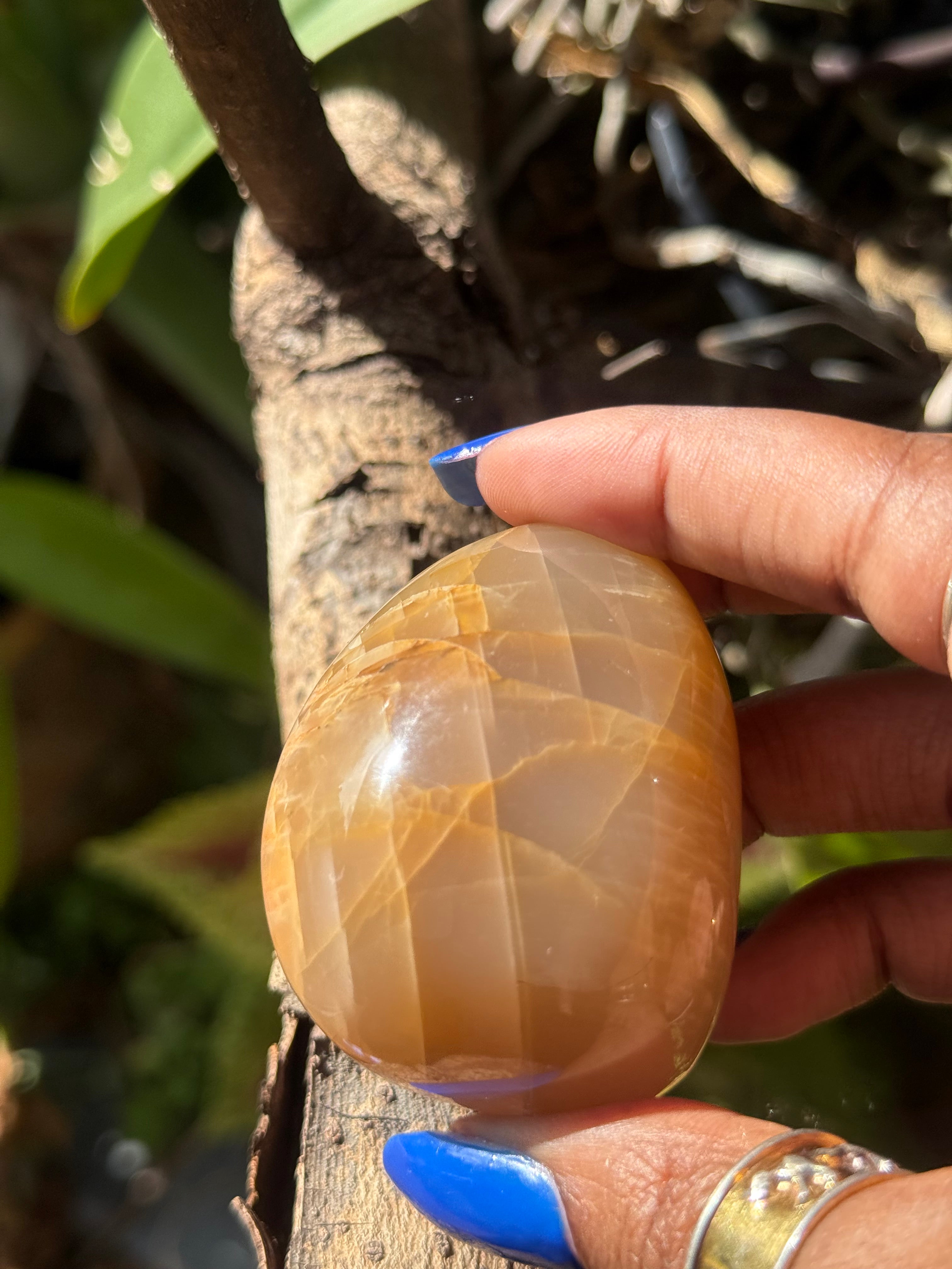 Peach Moonstone Palm stone