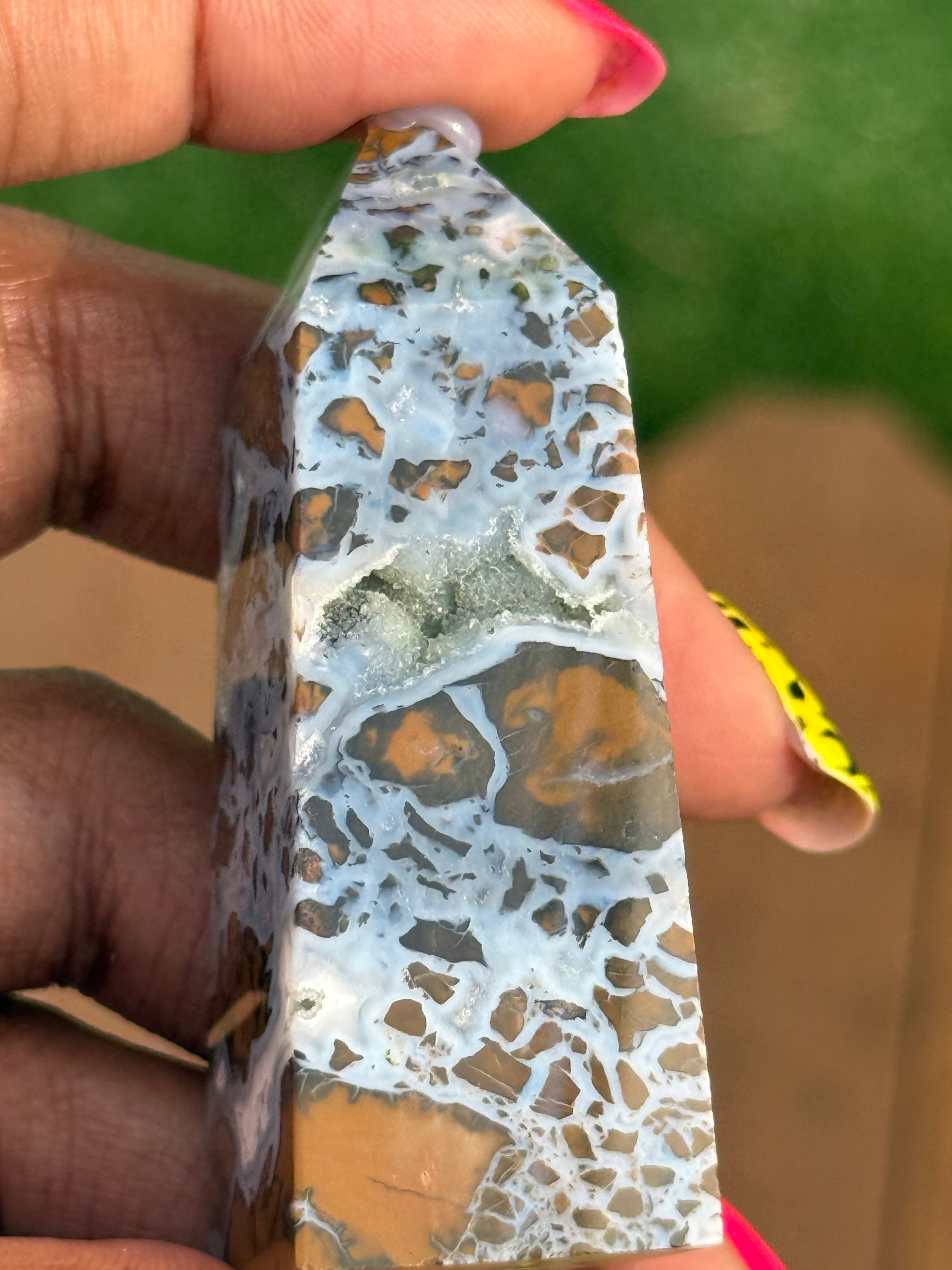 Indonesia Yellow Druzy Agate Tower