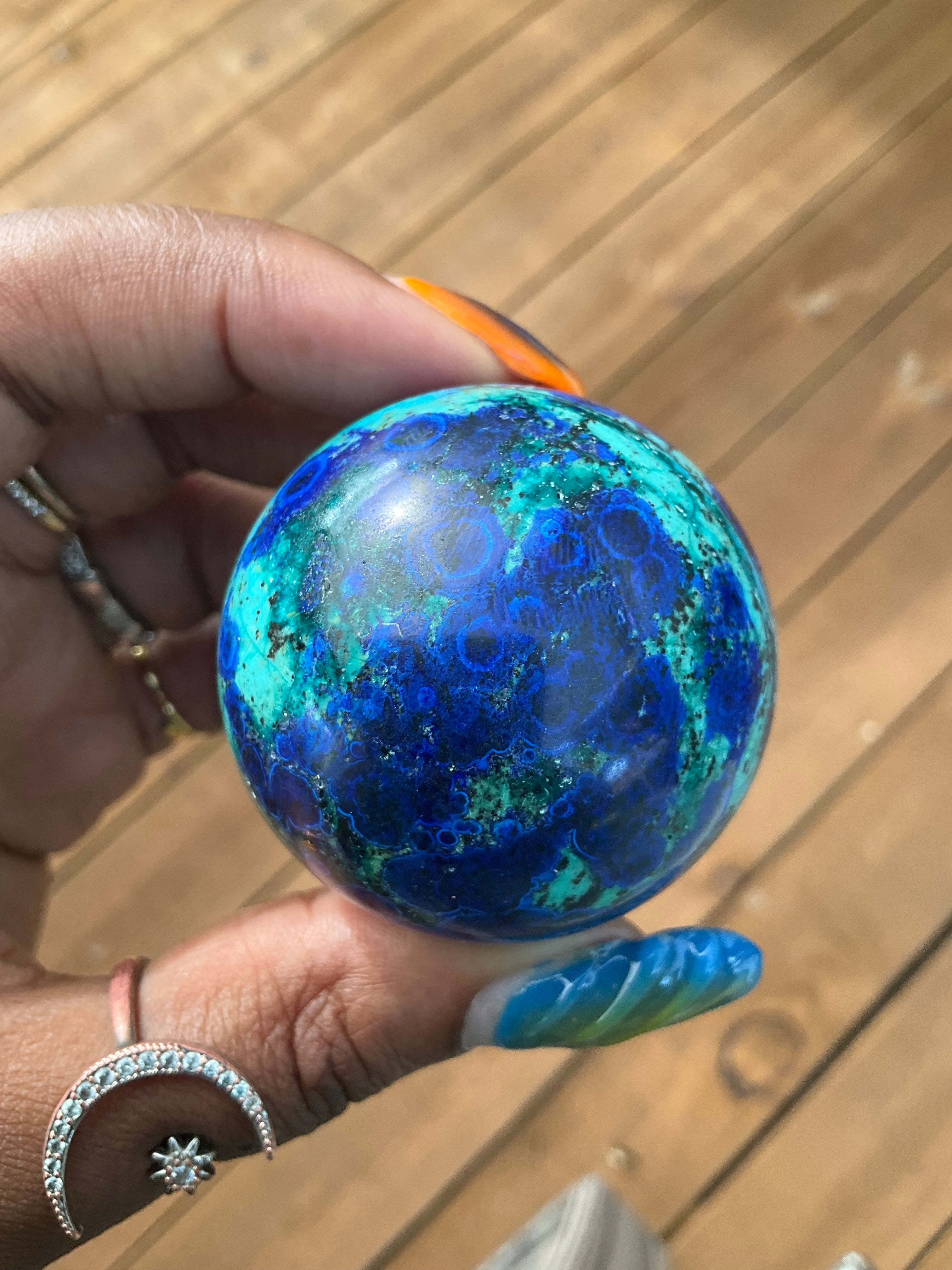 Azurite in Malachite Sphere