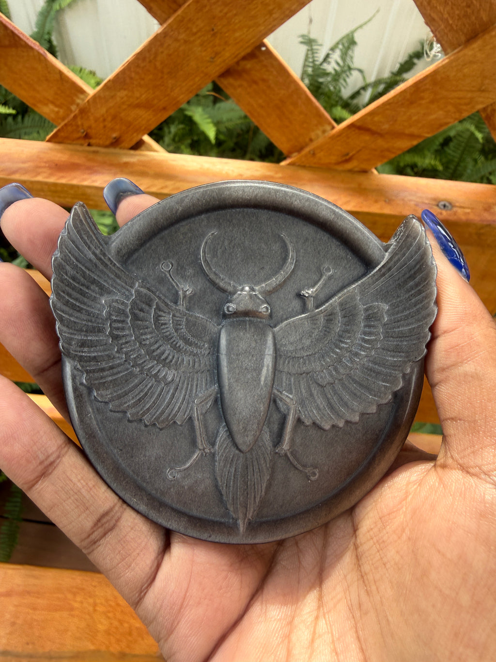 Silver Obsidian Scarab