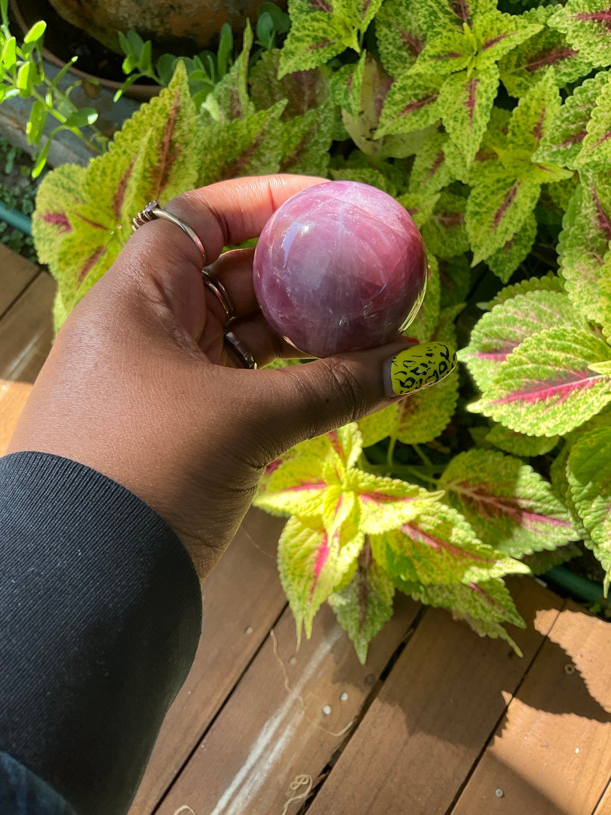 Star Purple Rose Quartz Sphere