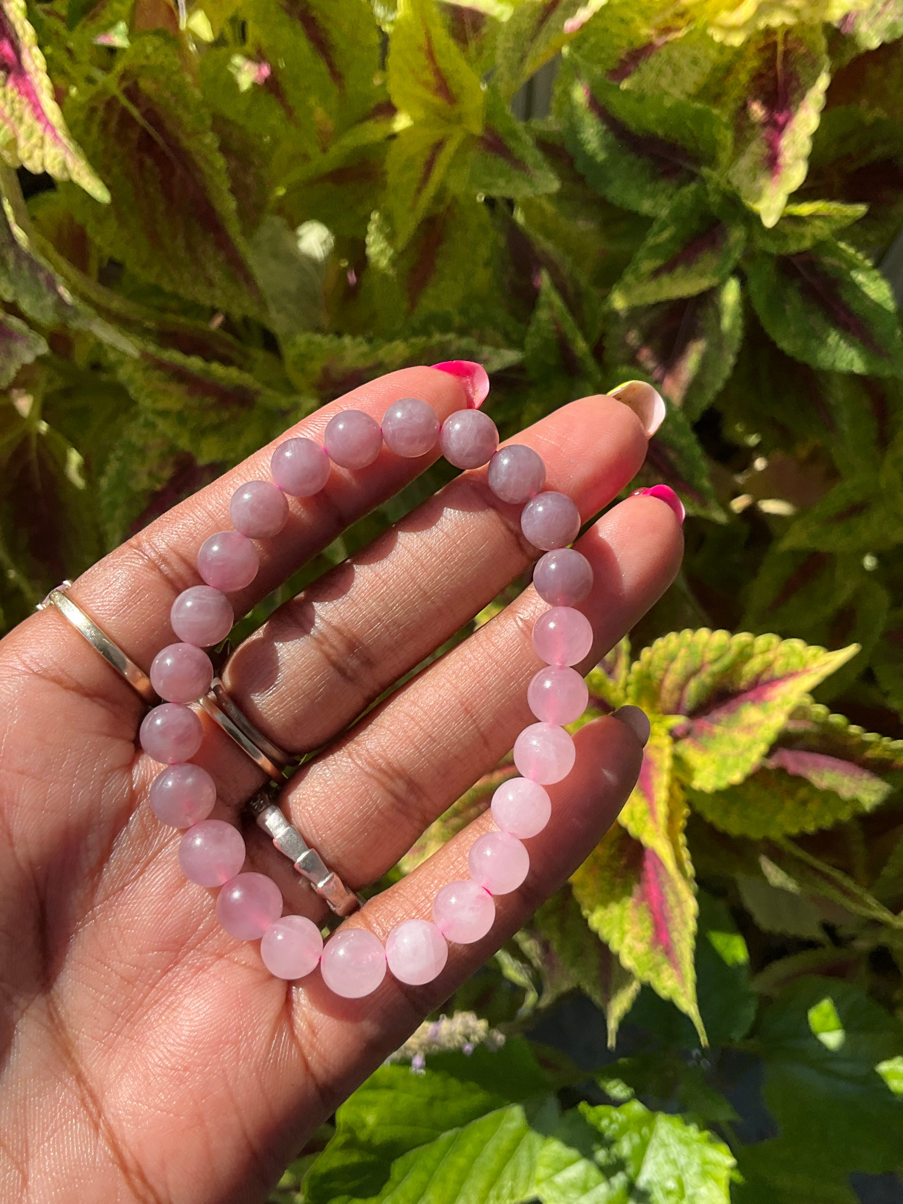 Purple Rose & Rose Quartz Bracelet