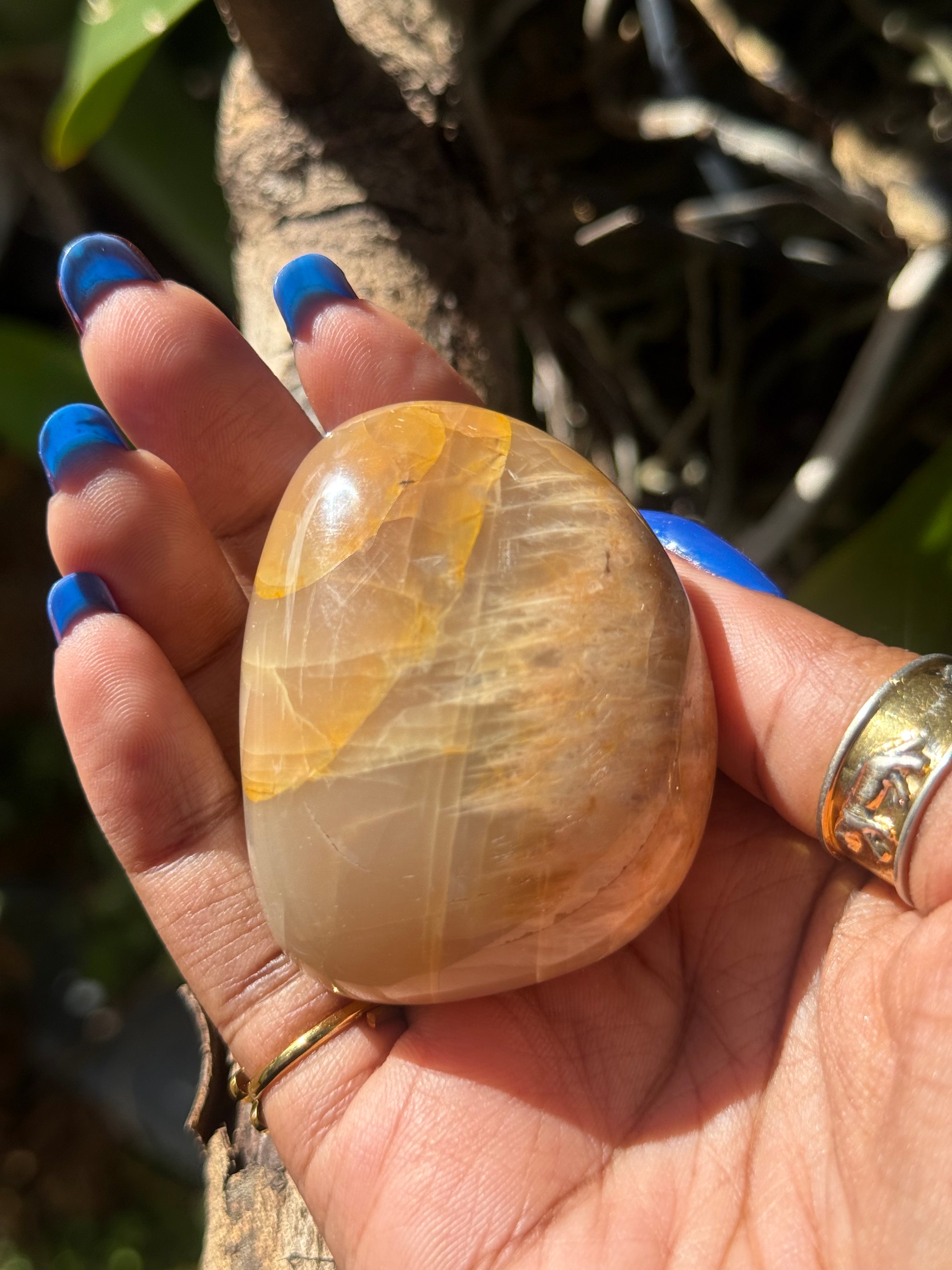 Peach Moonstone Palm stone