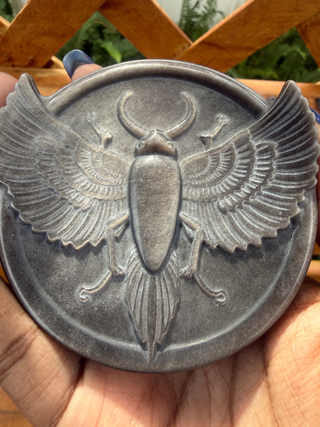 Silver Obsidian Scarab