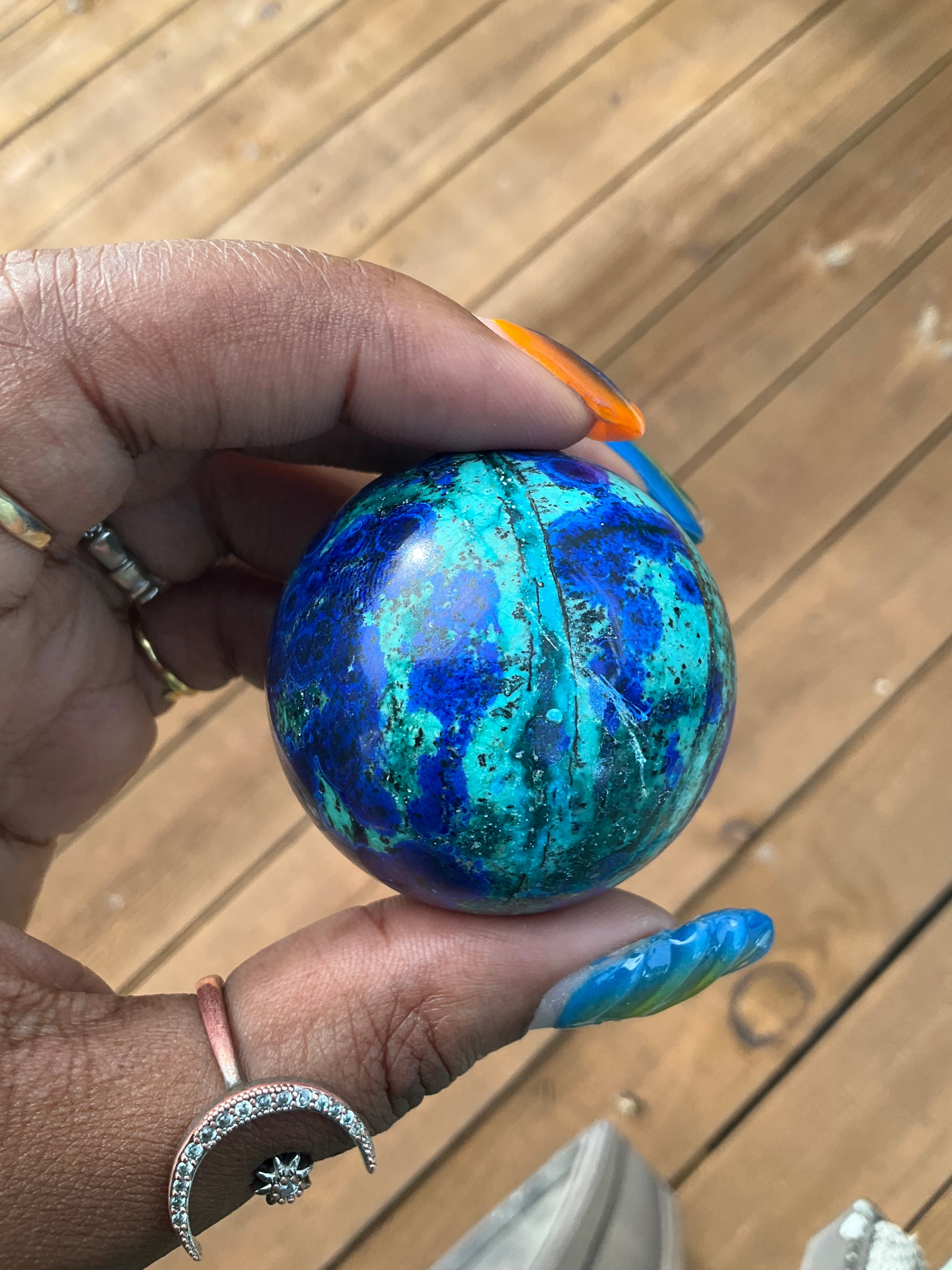 Azurite in Malachite Sphere