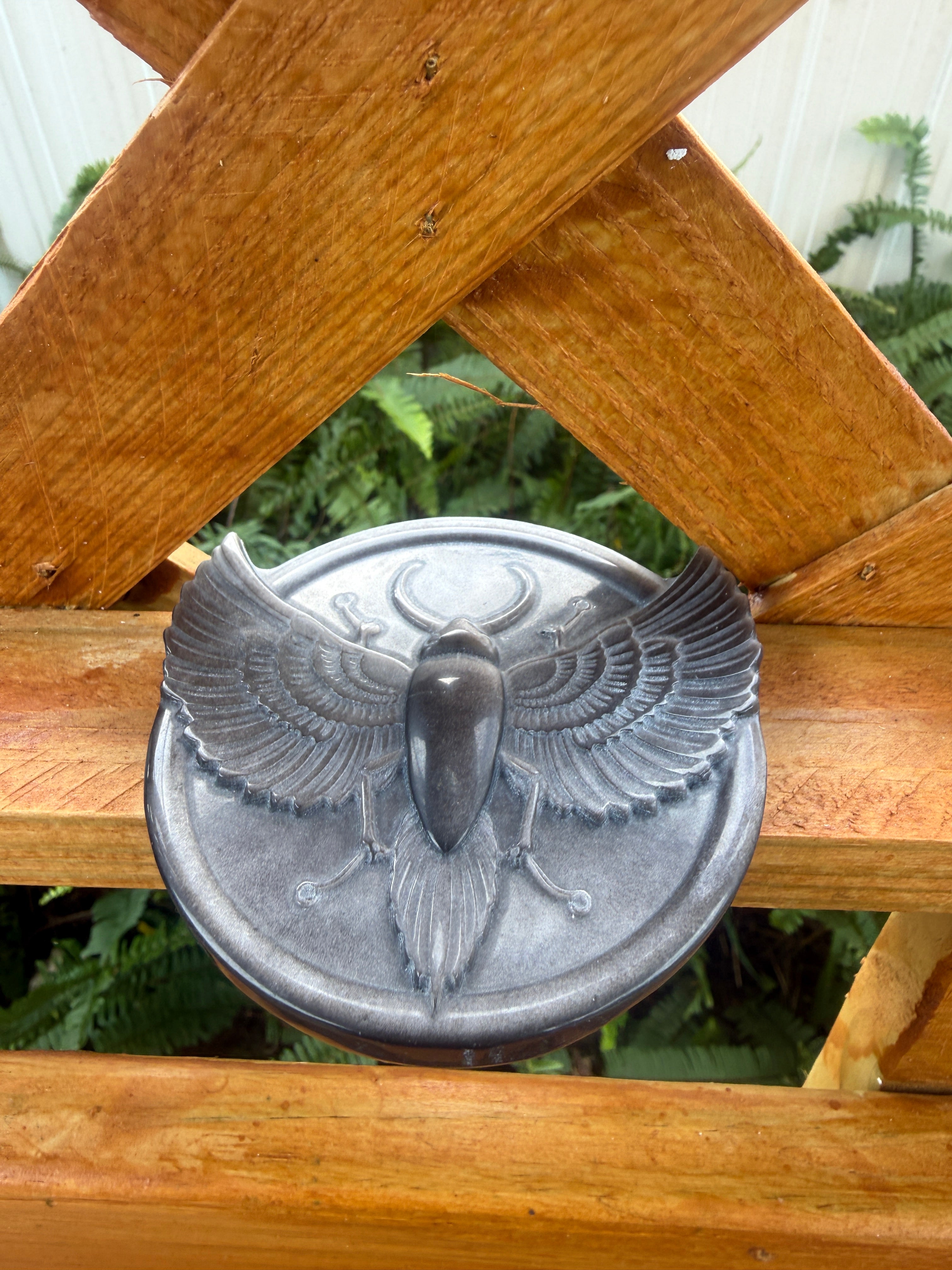 Silver Obsidian Scarab