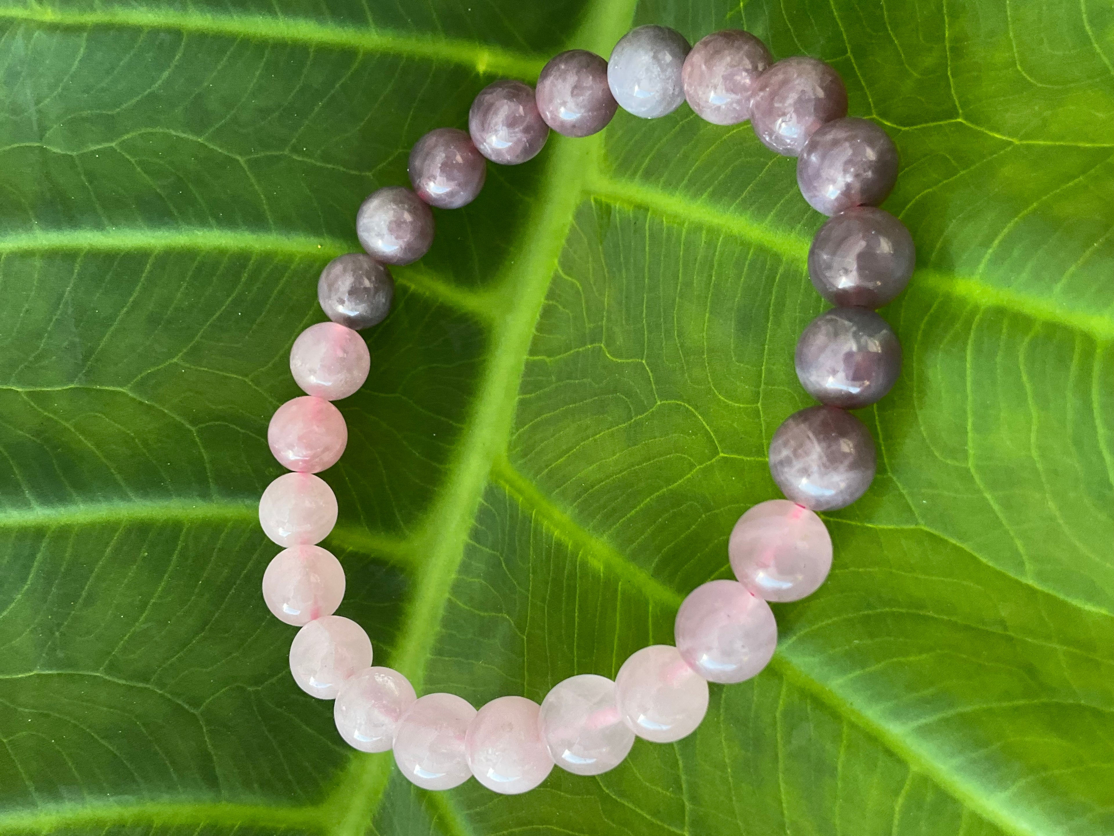 Purple Rose & Rose Quartz Bracelet