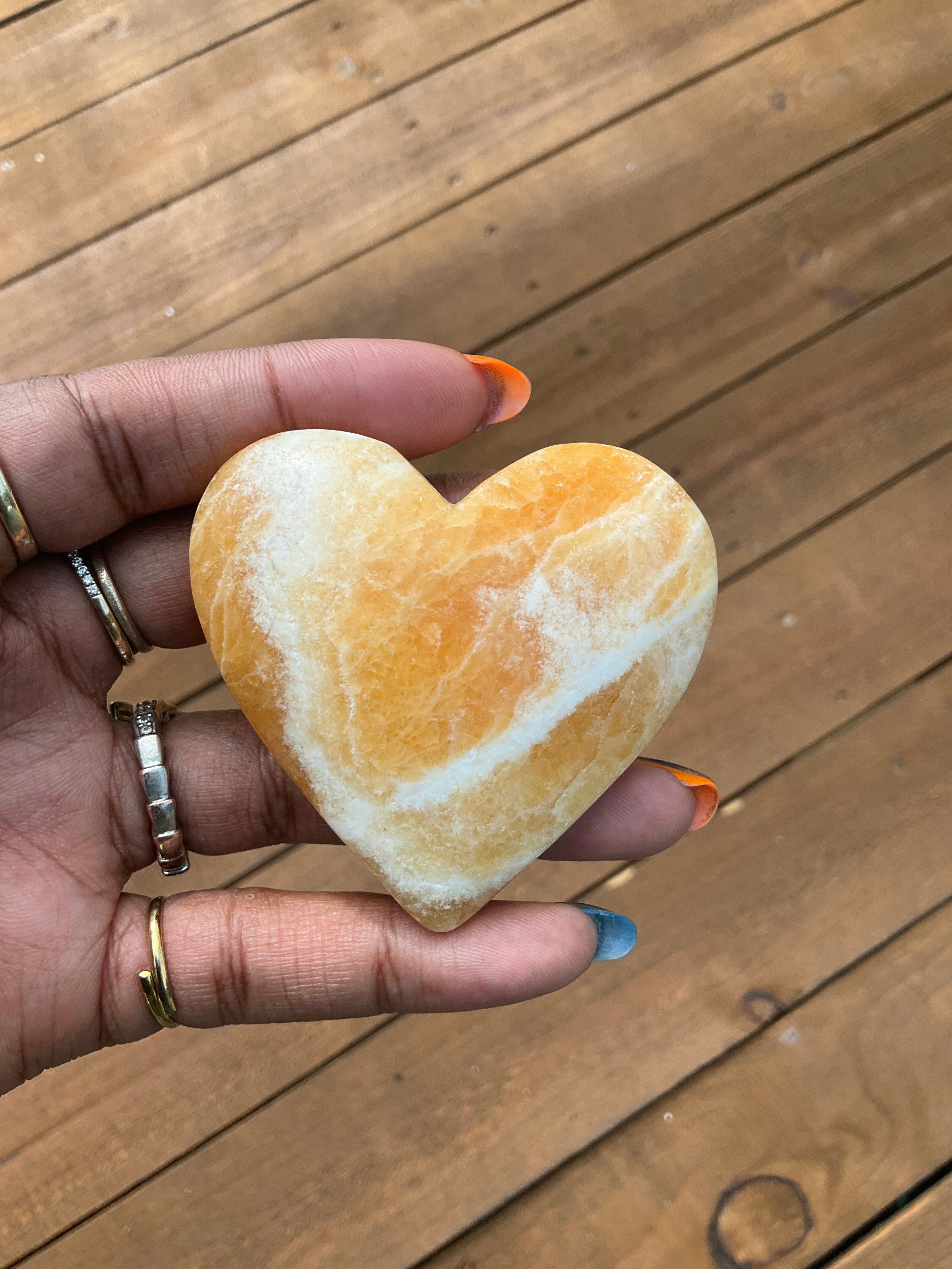 Orange Calcite Heart