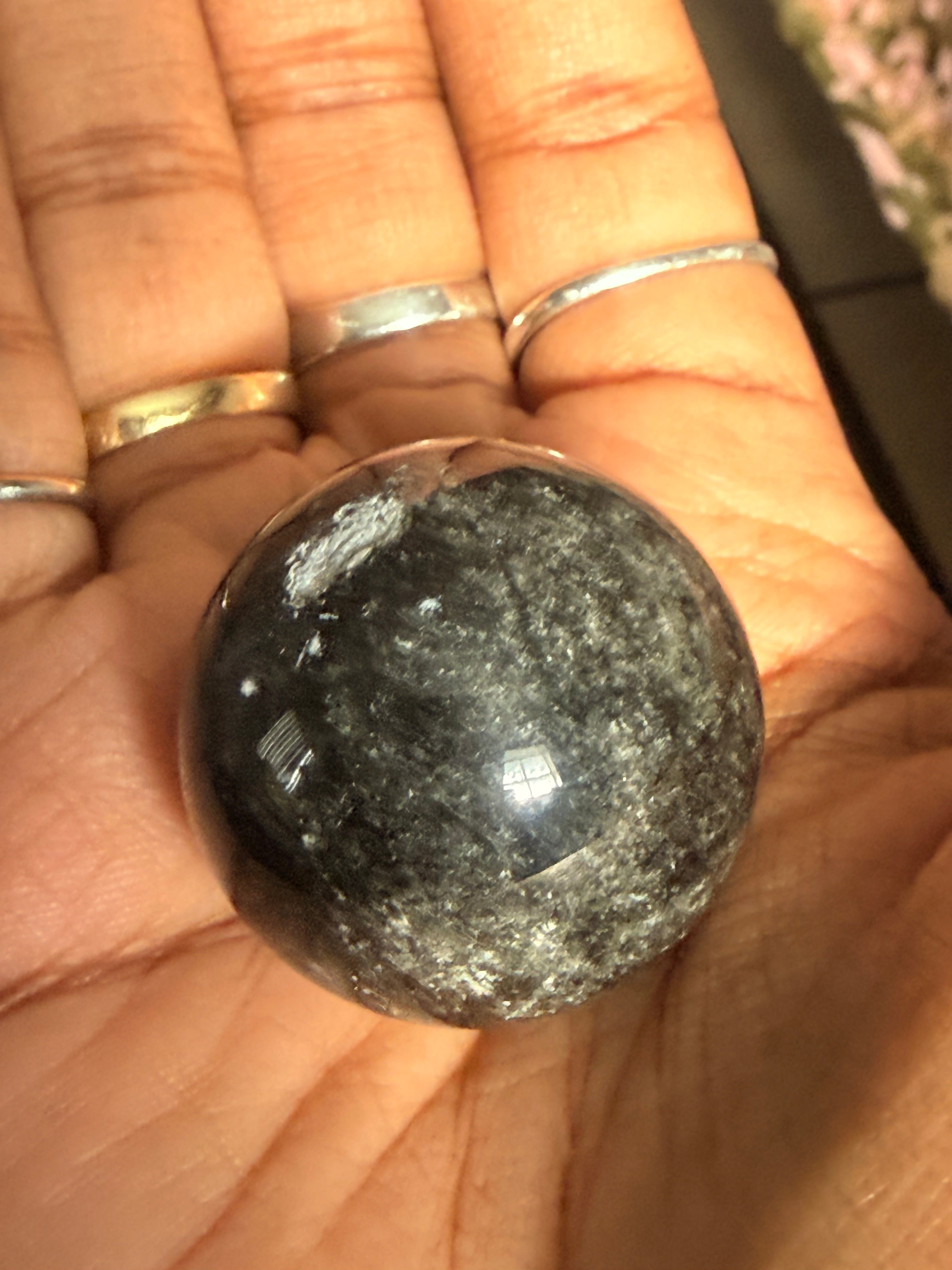 Silver Obsidian Sphere