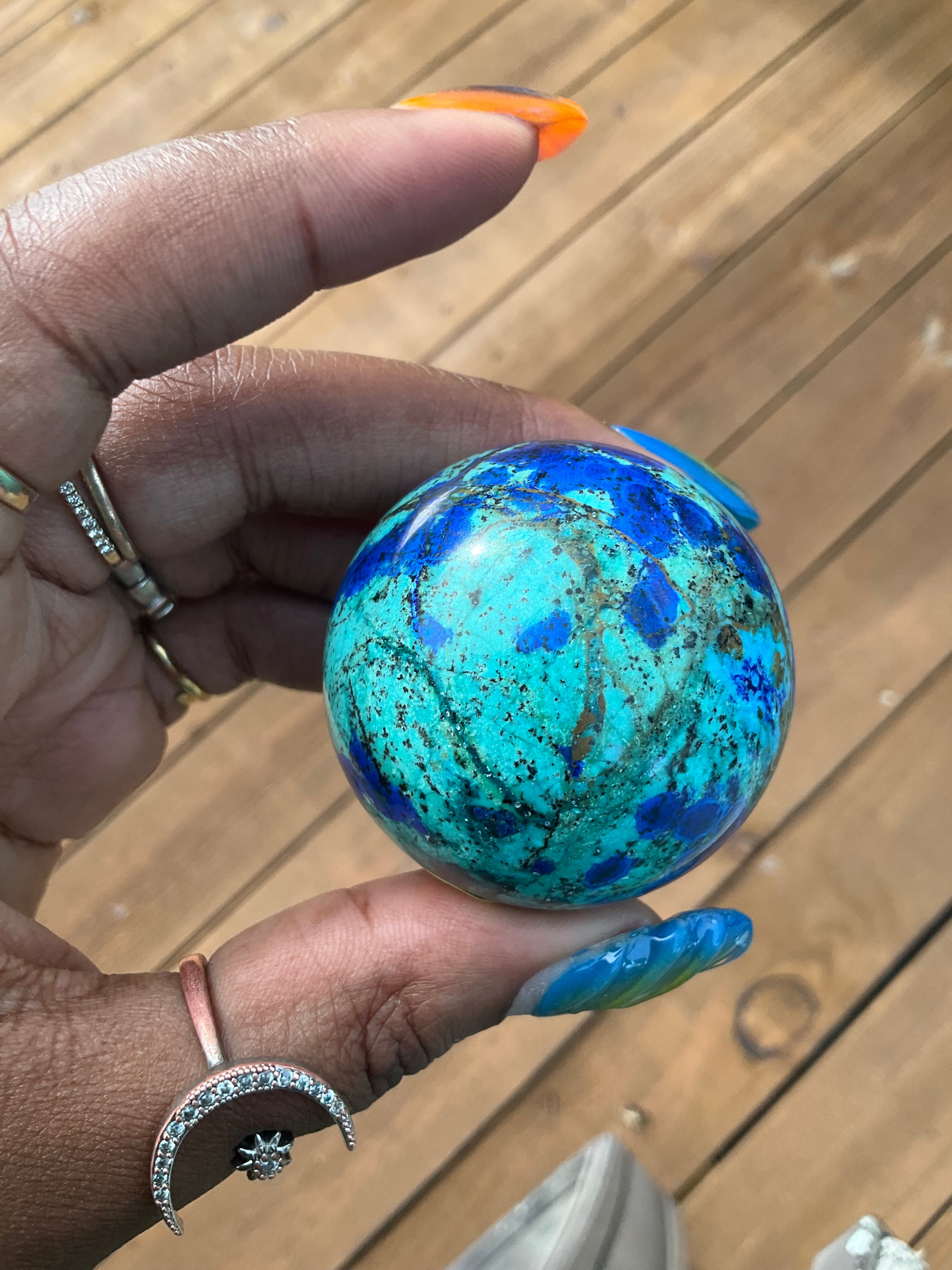Azurite in Malachite Sphere