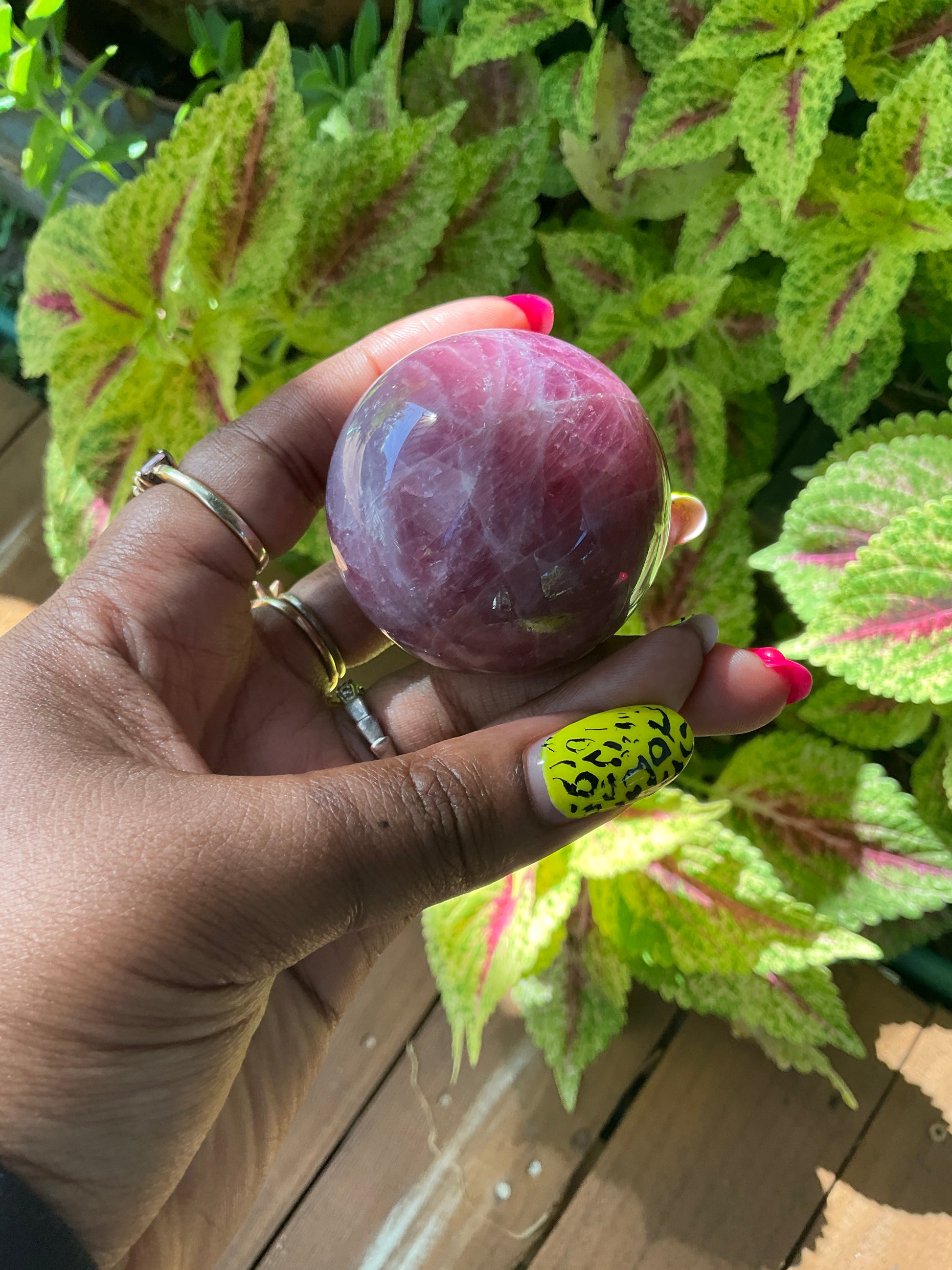 Star Purple Rose Quartz Sphere