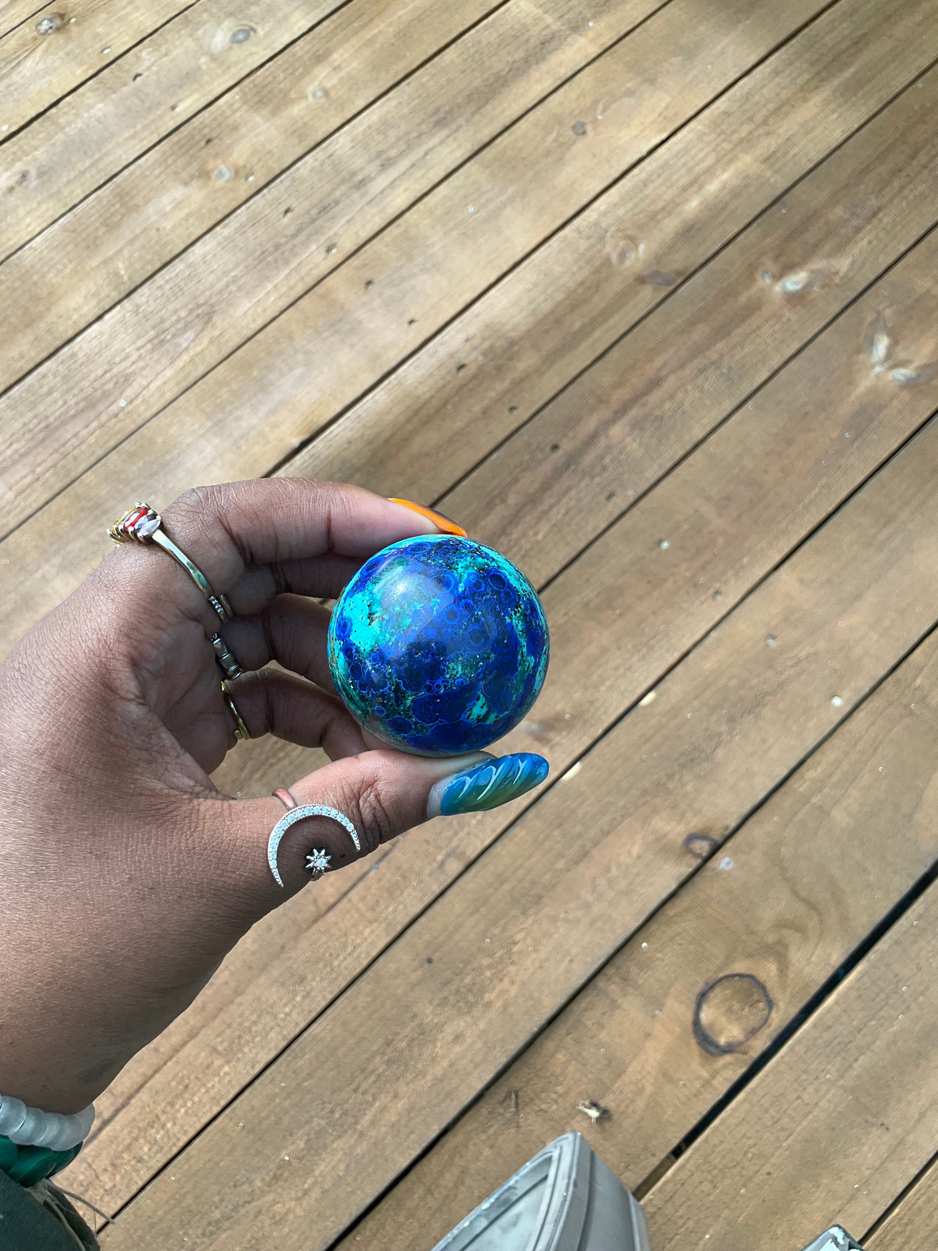 Azurite in Malachite Sphere