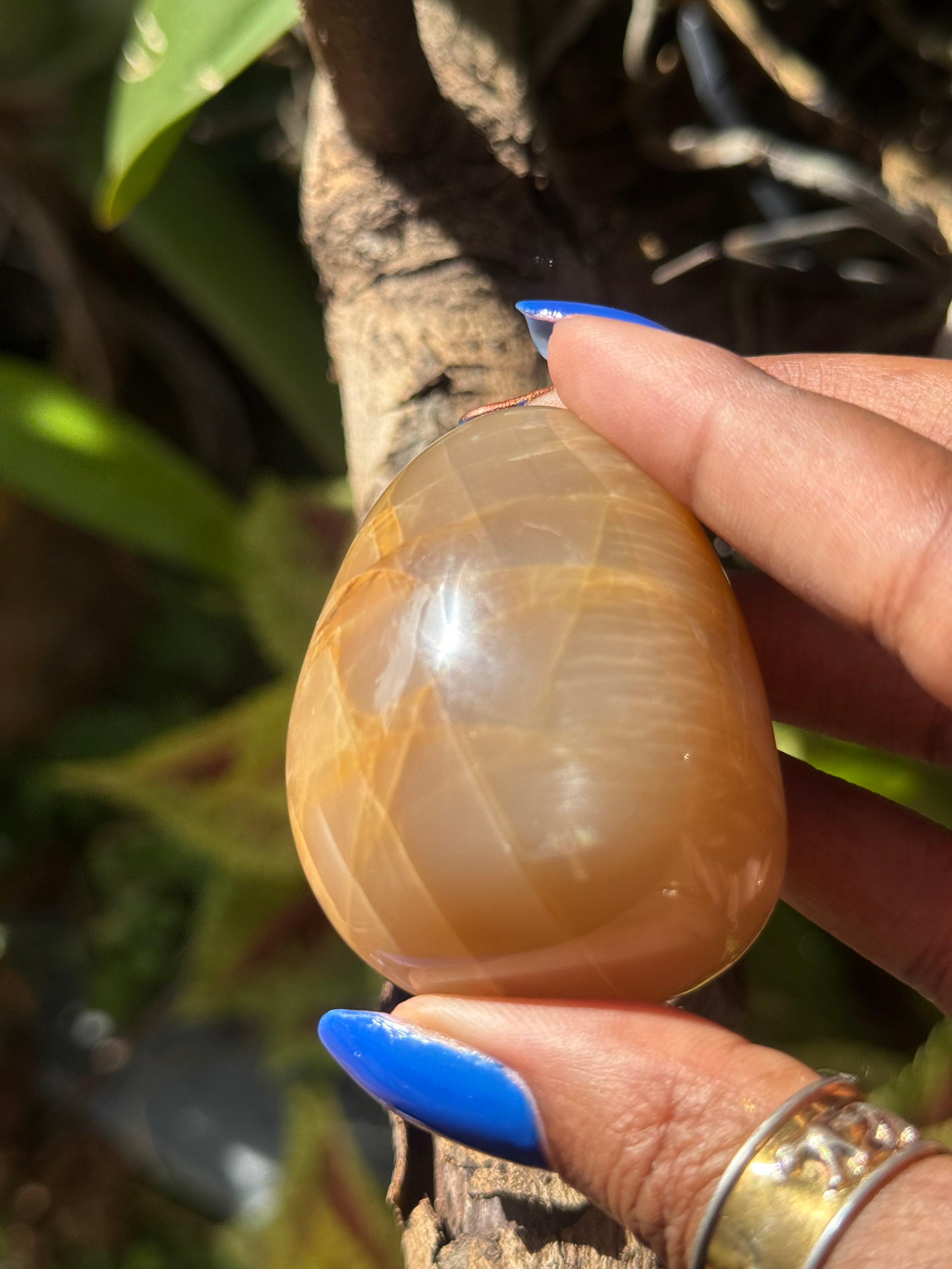 Peach Moonstone Palm stone