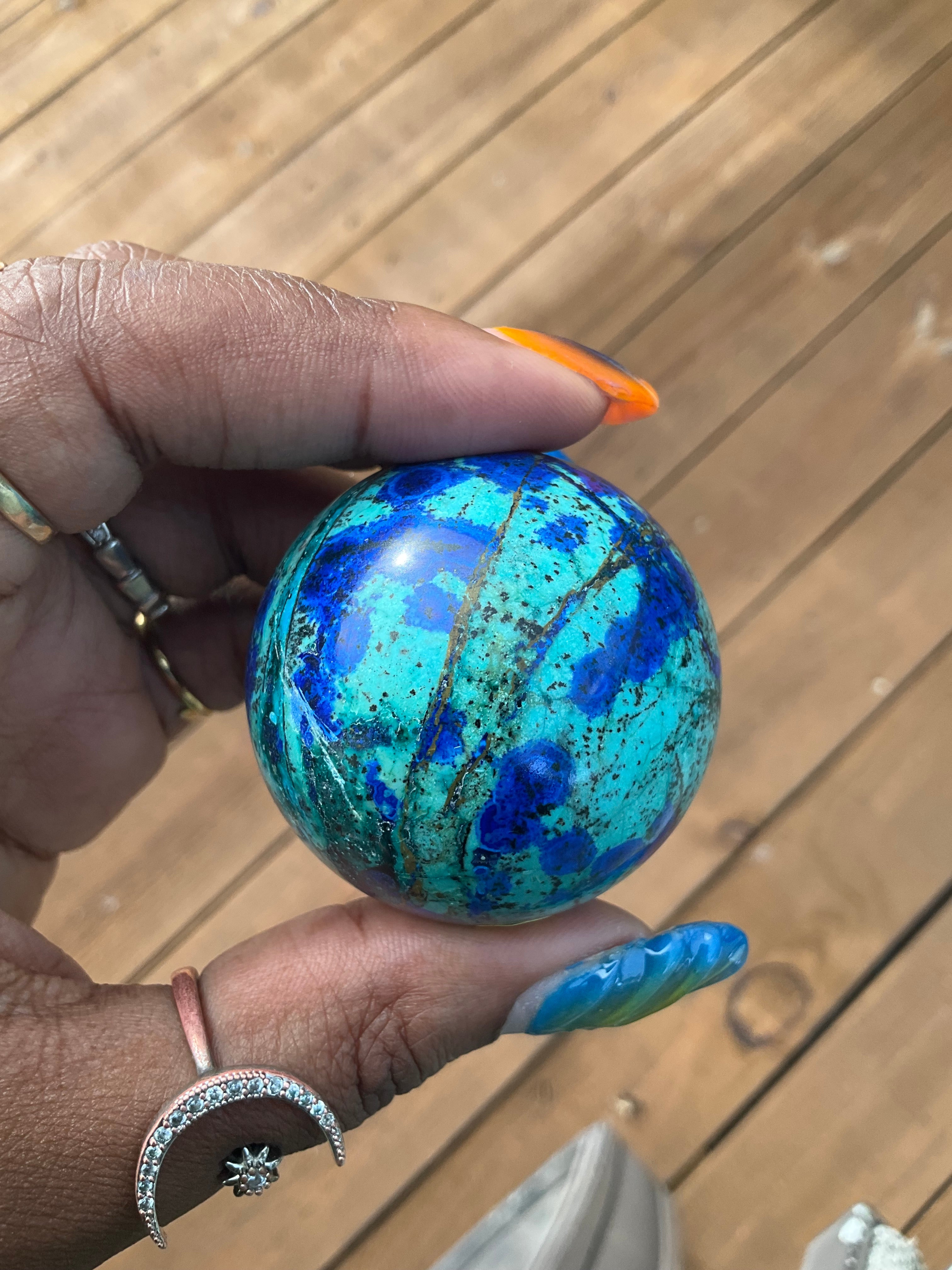 Azurite in Malachite Sphere