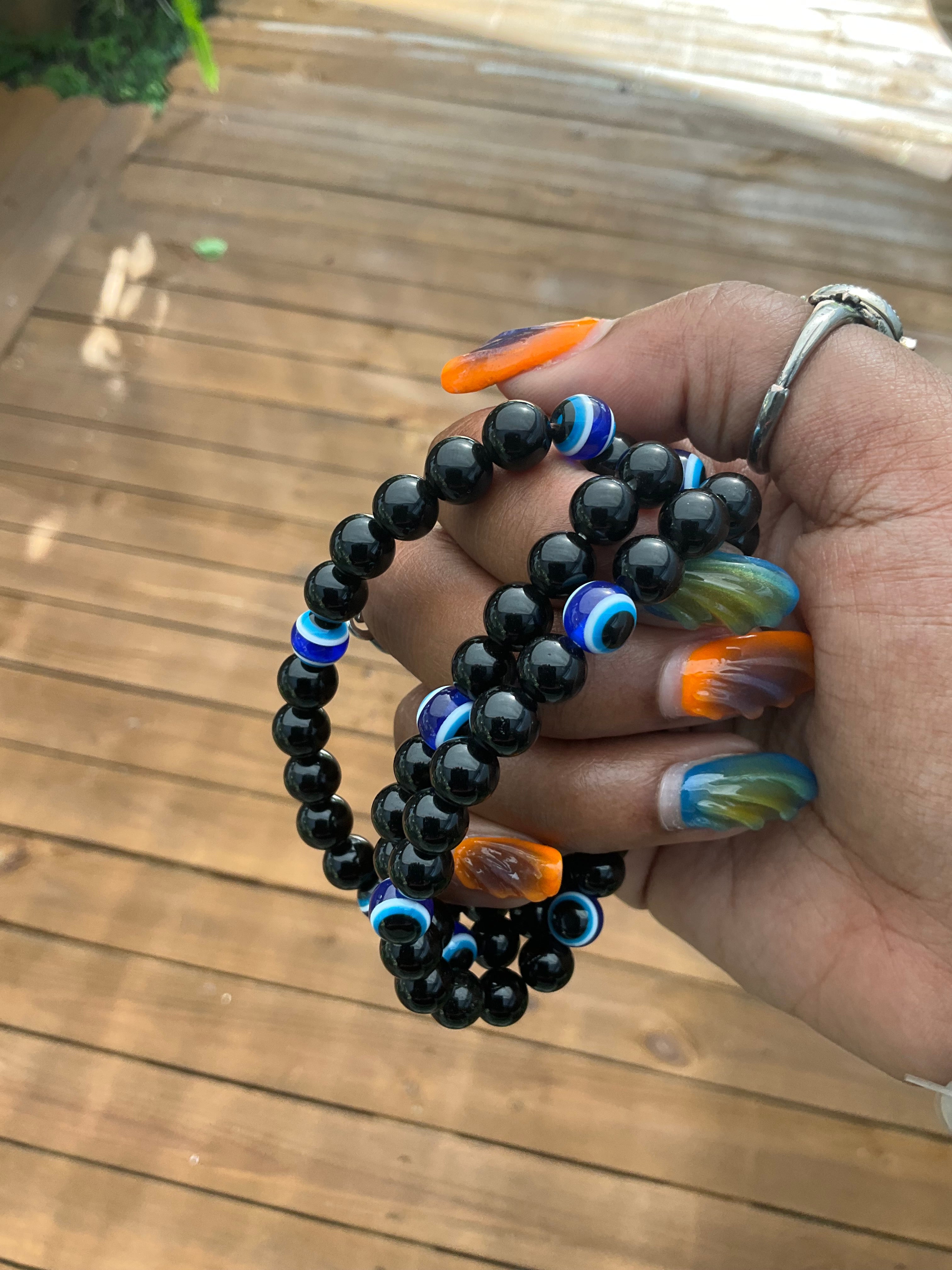 Evil Eye Obsidian Bracelet