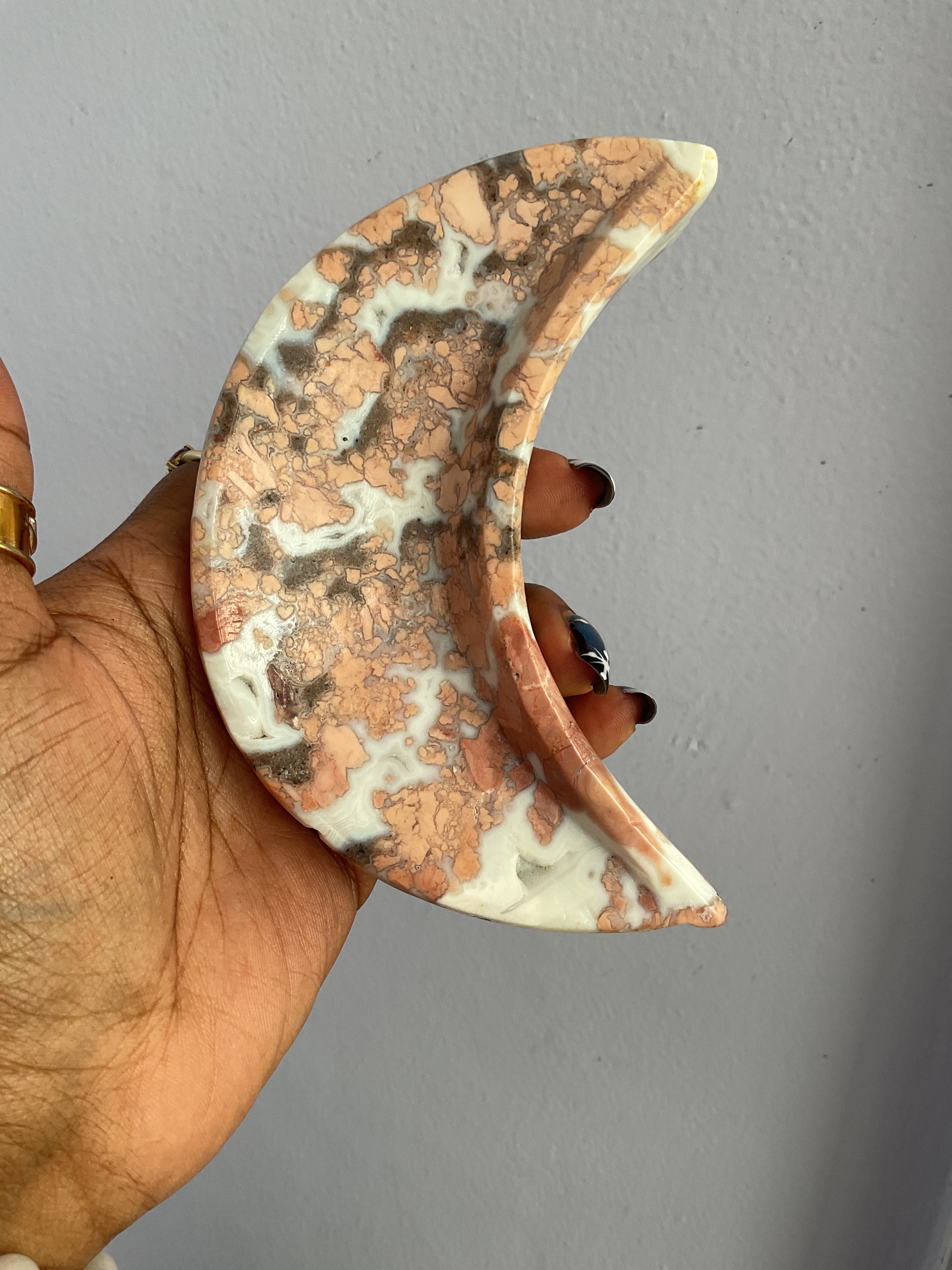 Flower Agate Moon Bowl