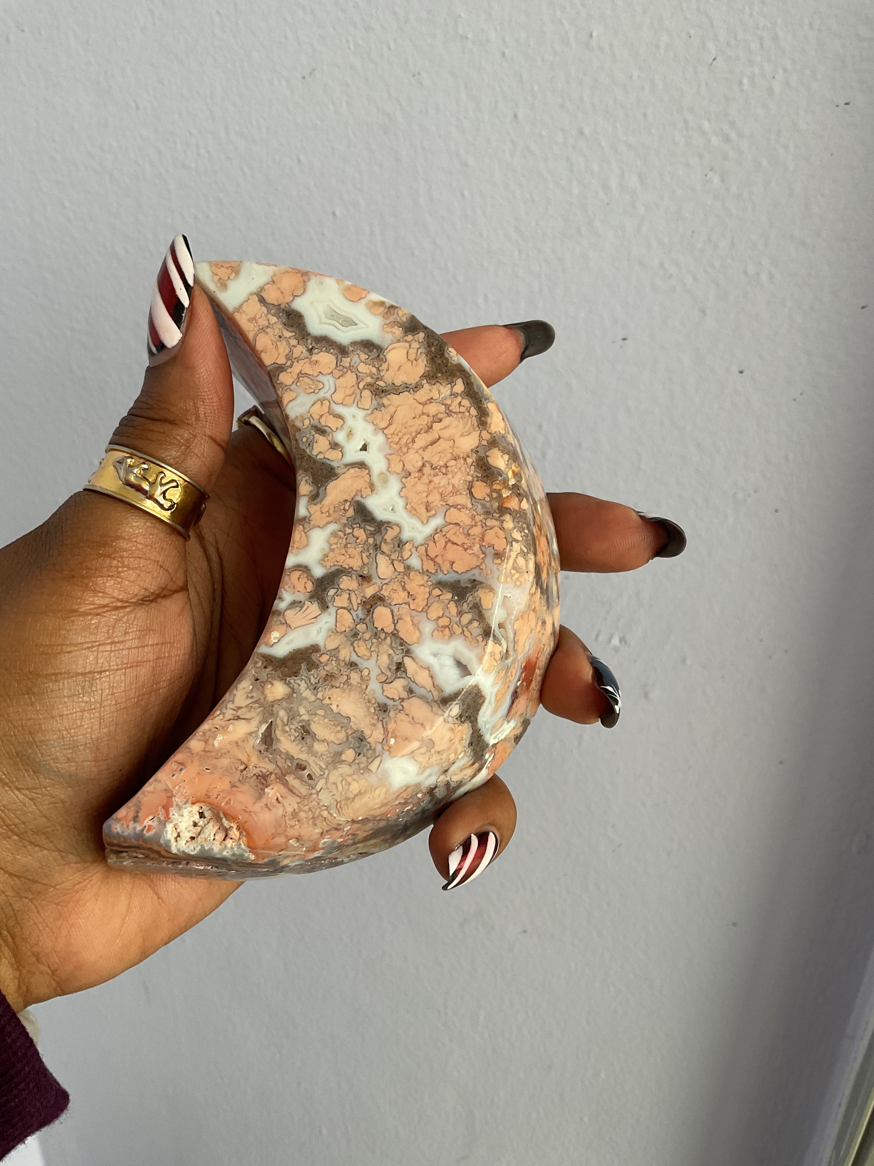 Flower Agate Moon Bowl