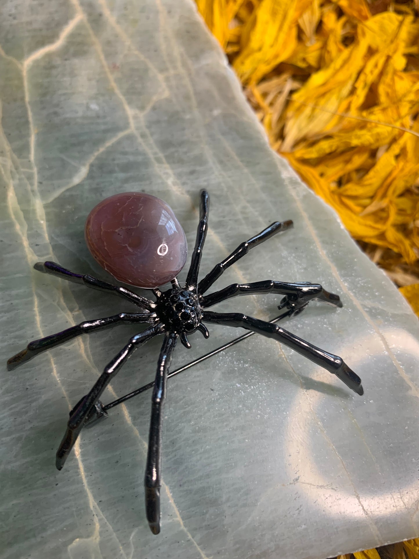 Agate Spider Brooch