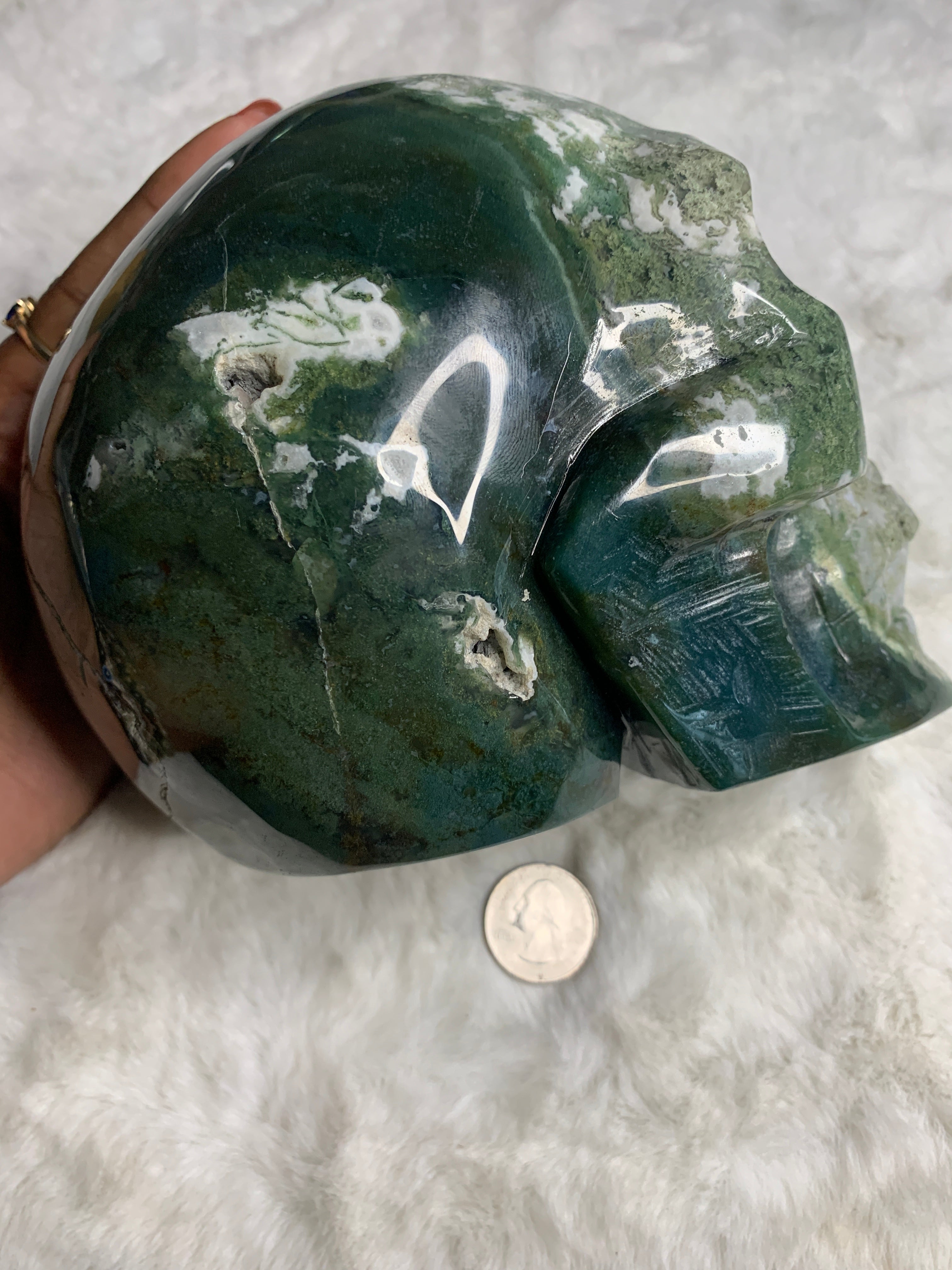 Ocean Jasper & Moss Agate Skull