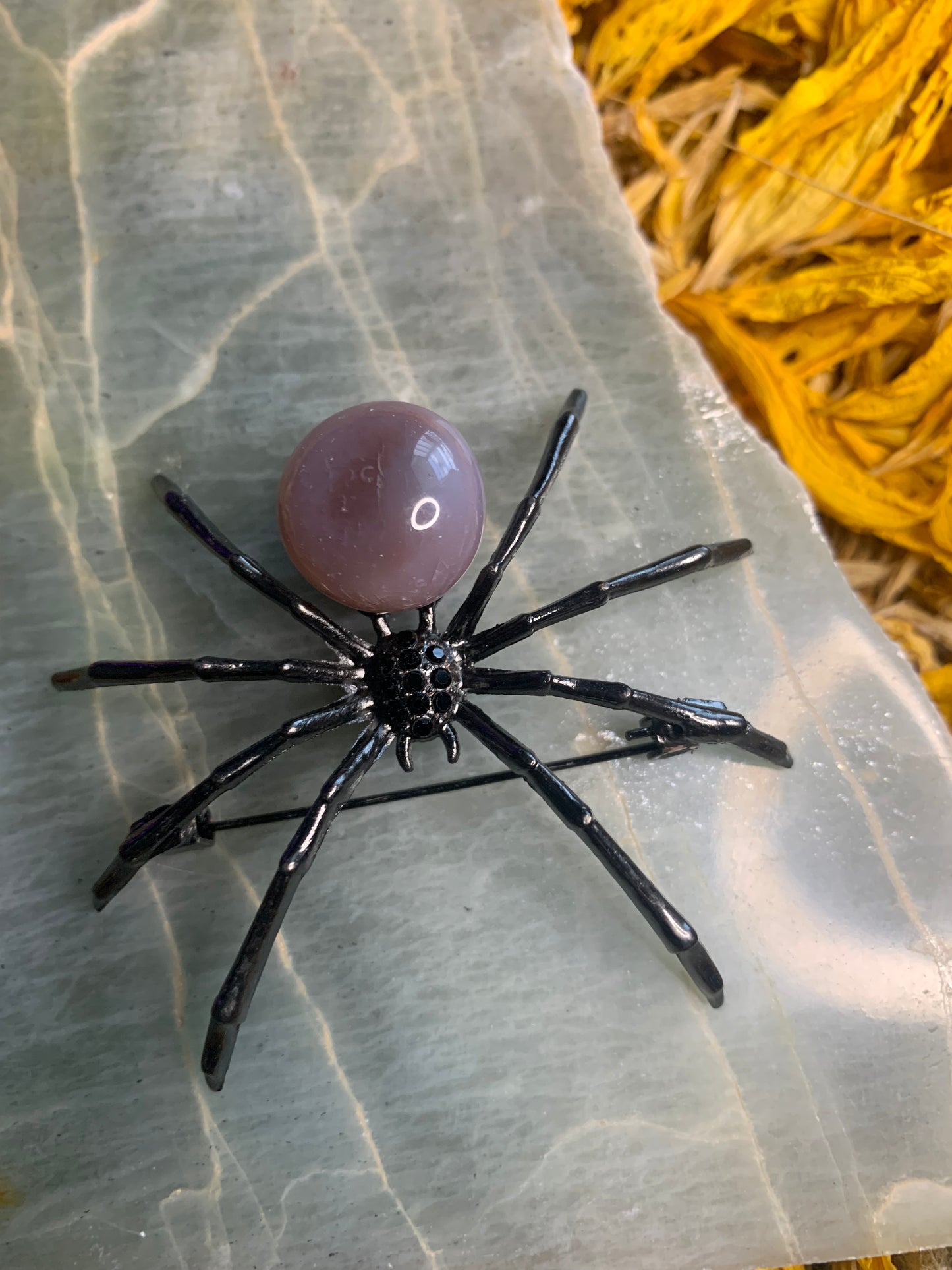 Agate Spider Brooch