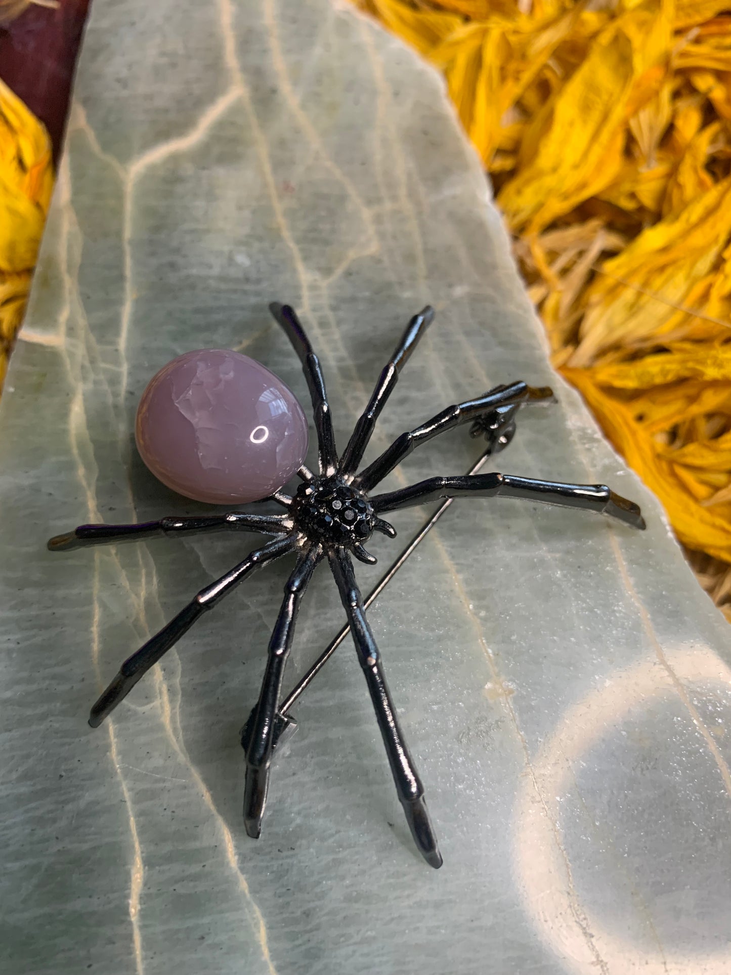 Agate Spider Brooch