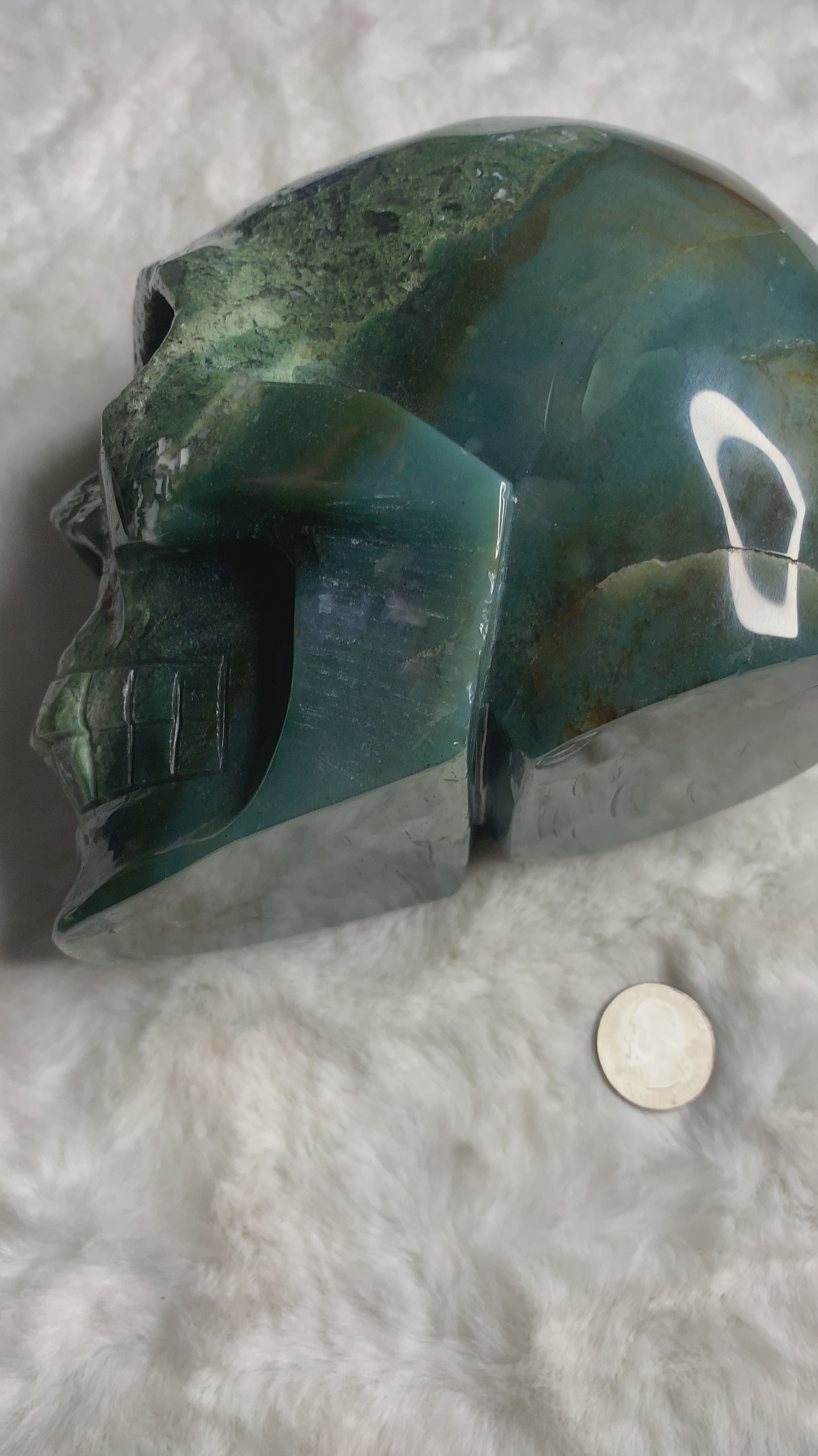 Ocean Jasper & Moss Agate Skull