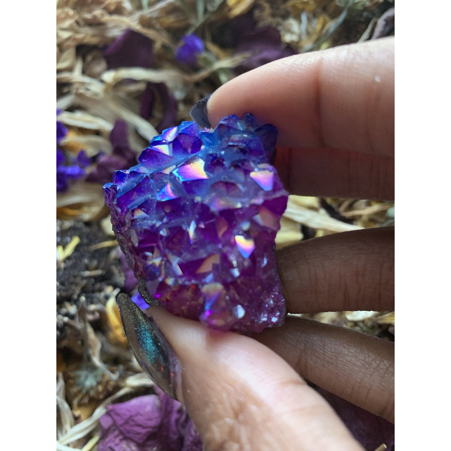 Rainbow Titanium Aura Quartz Cluster - Astrolyszics