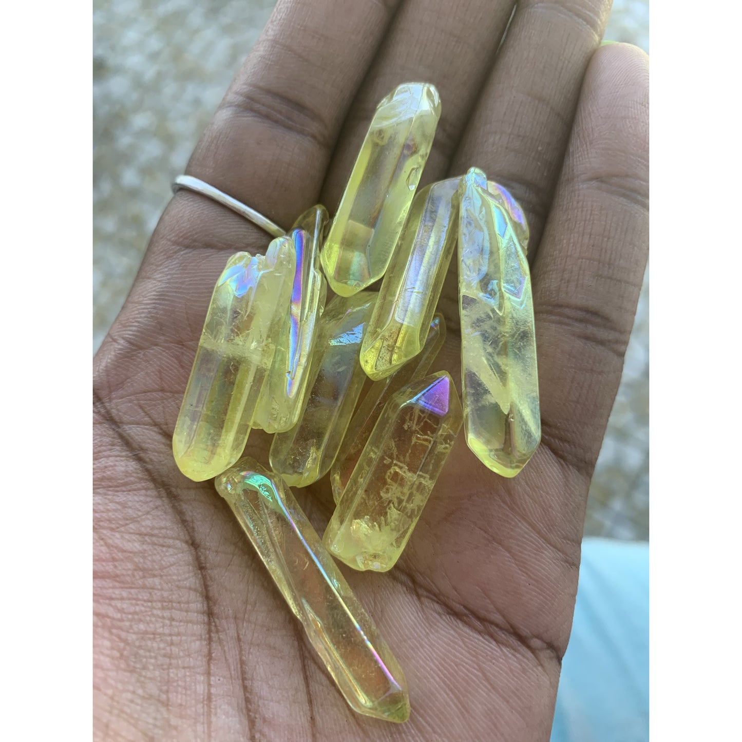 Sunshine Aura Quartz Points - Astrolyszics