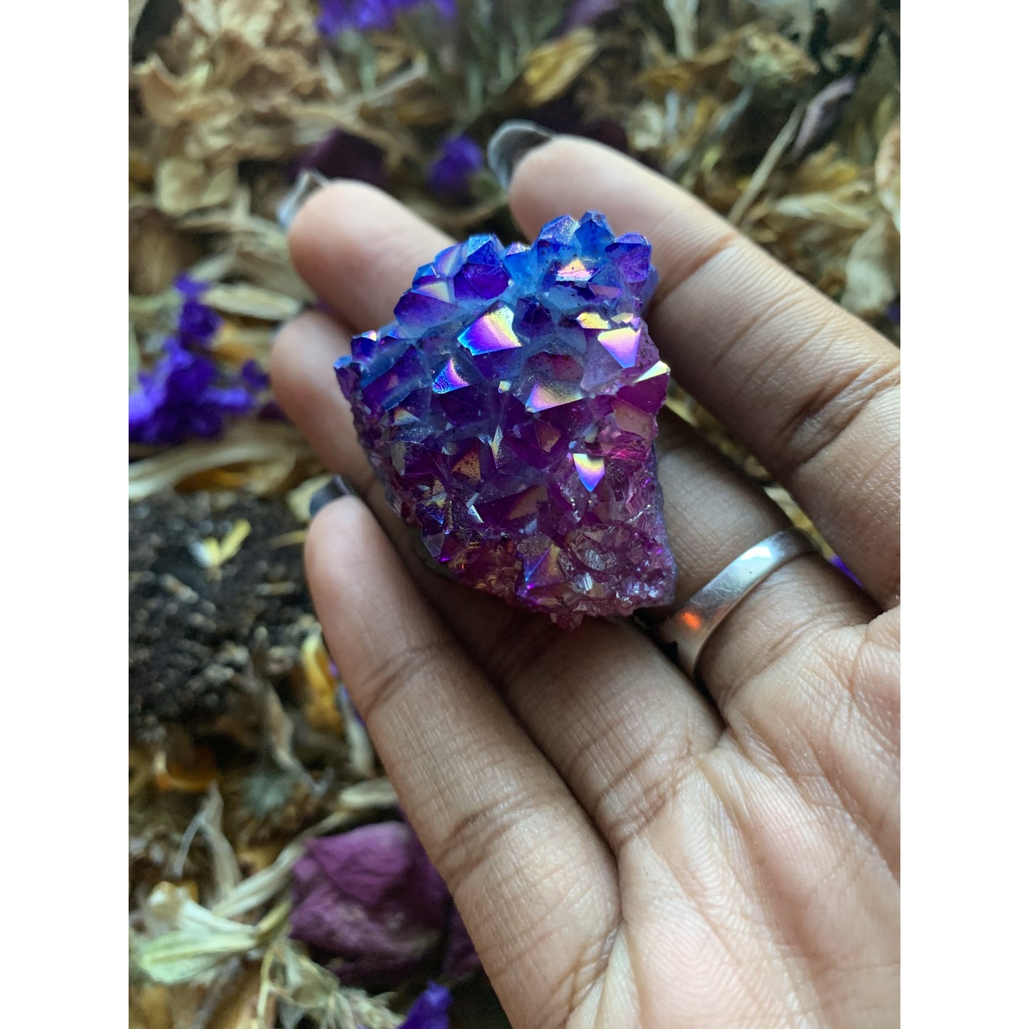 Rainbow Titanium Aura Quartz Cluster - Astrolyszics