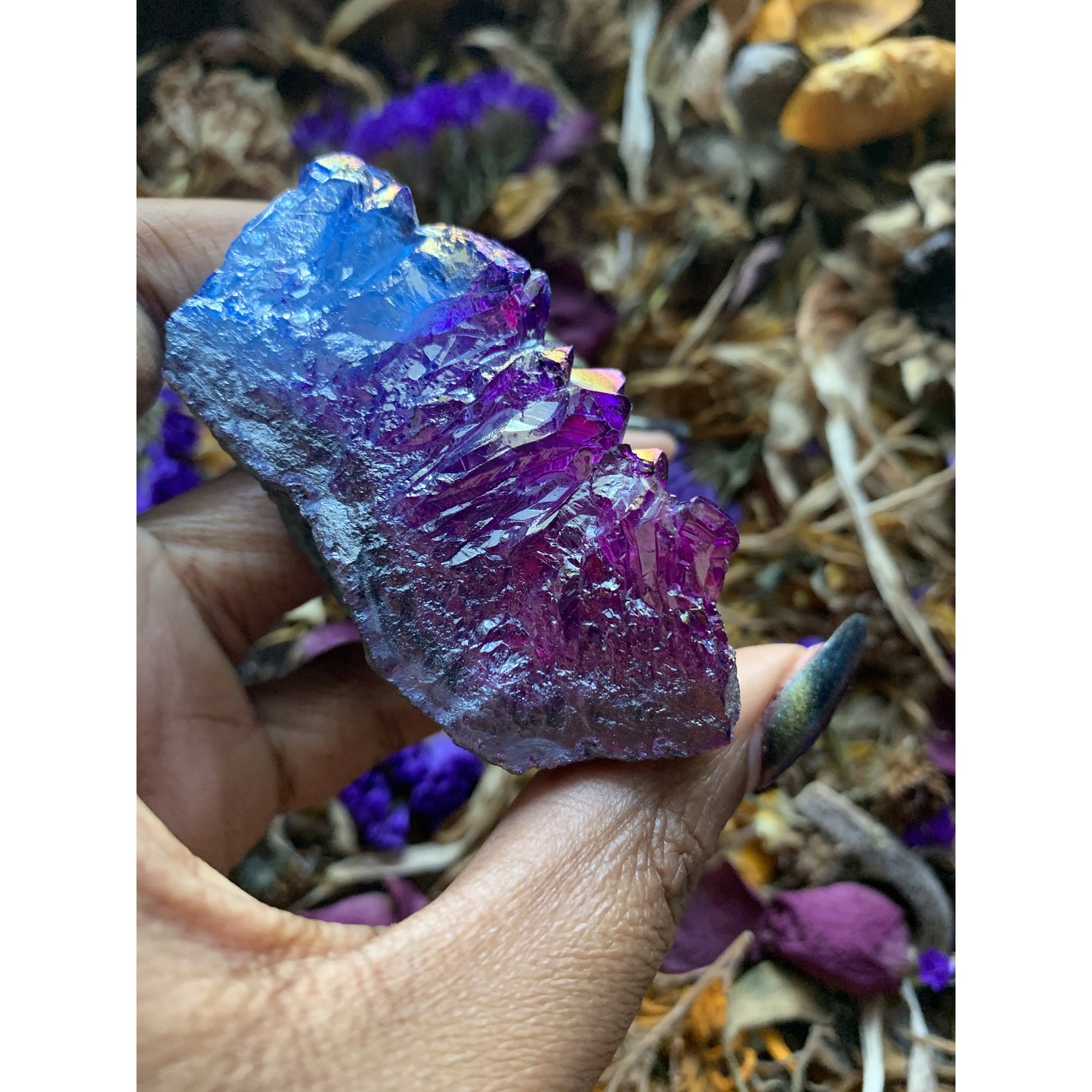 Rainbow Titanium Aura Quartz Cluster - Astrolyszics