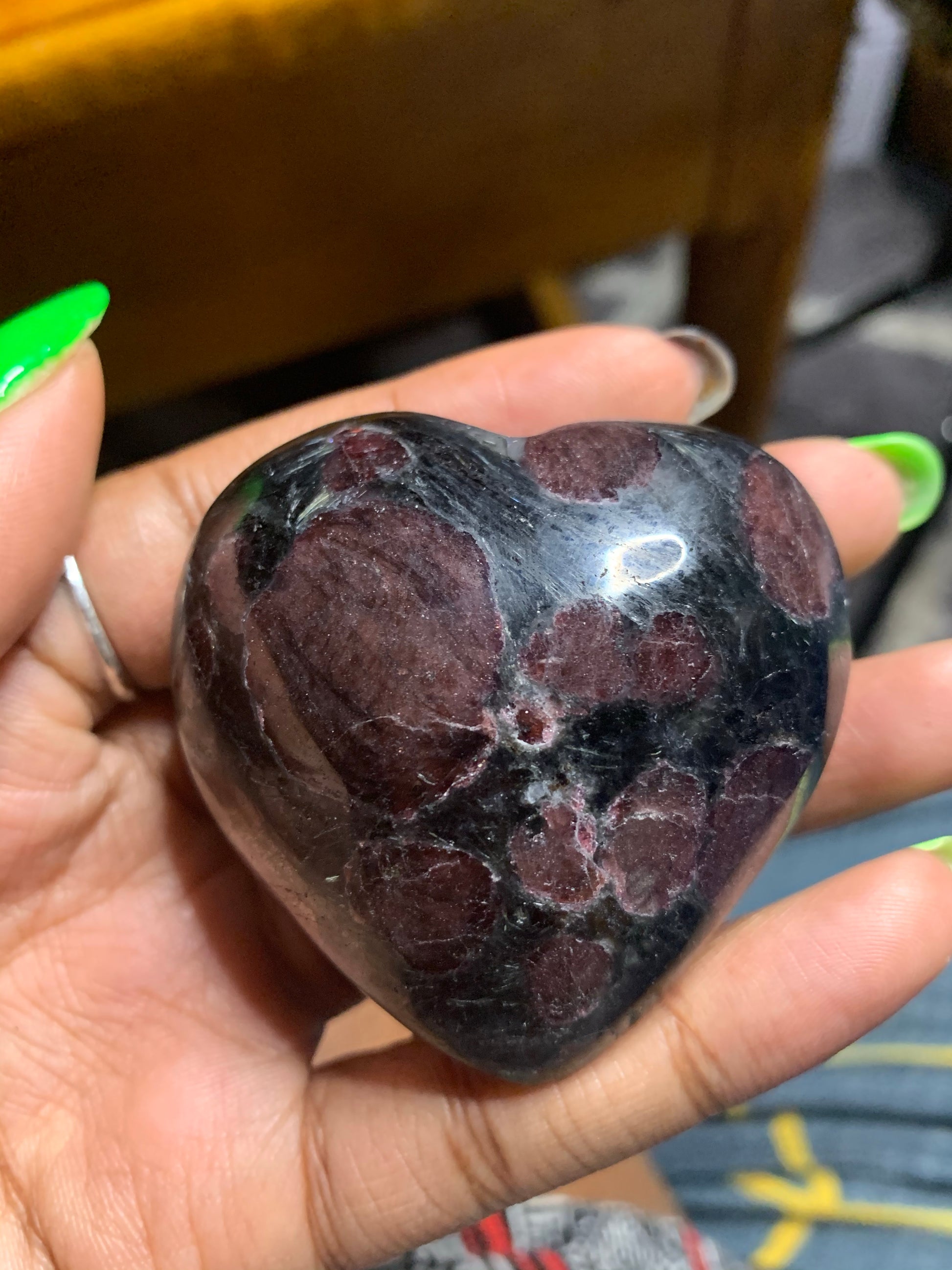 Garnet & Astrophilite Puffy Heart - Astrolyszics